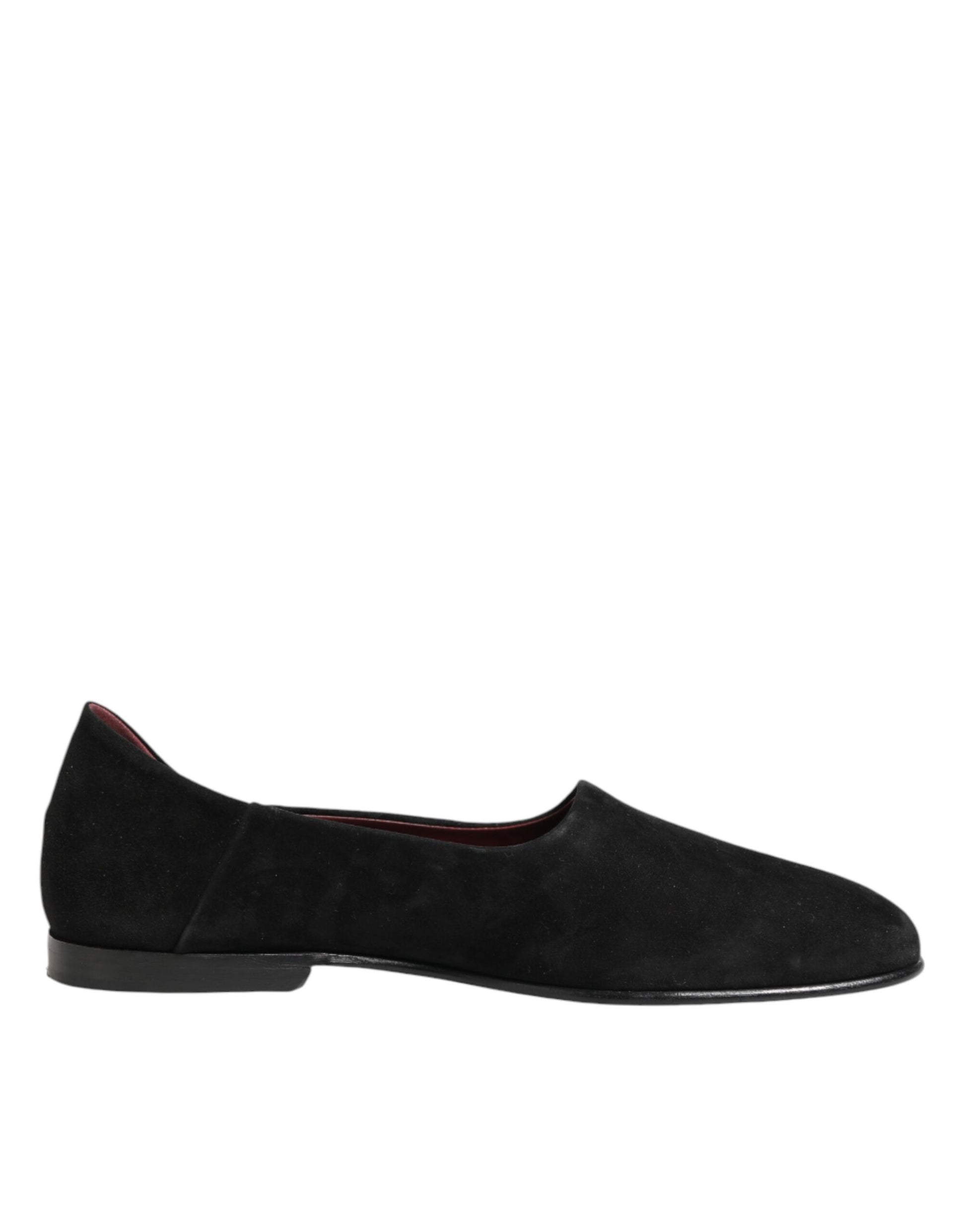 Dolce & Gabbana Black Leather Suede Slip-On Loafers Dress Shoes