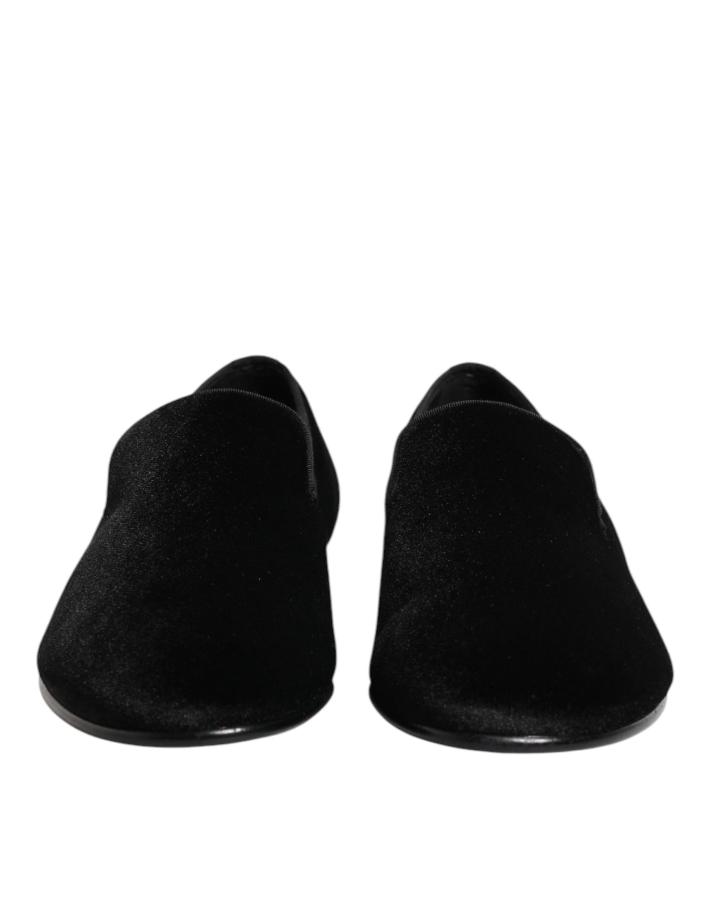 Dolce & Gabbana Black Leather Suede Slip-On Loafers Dress Shoes