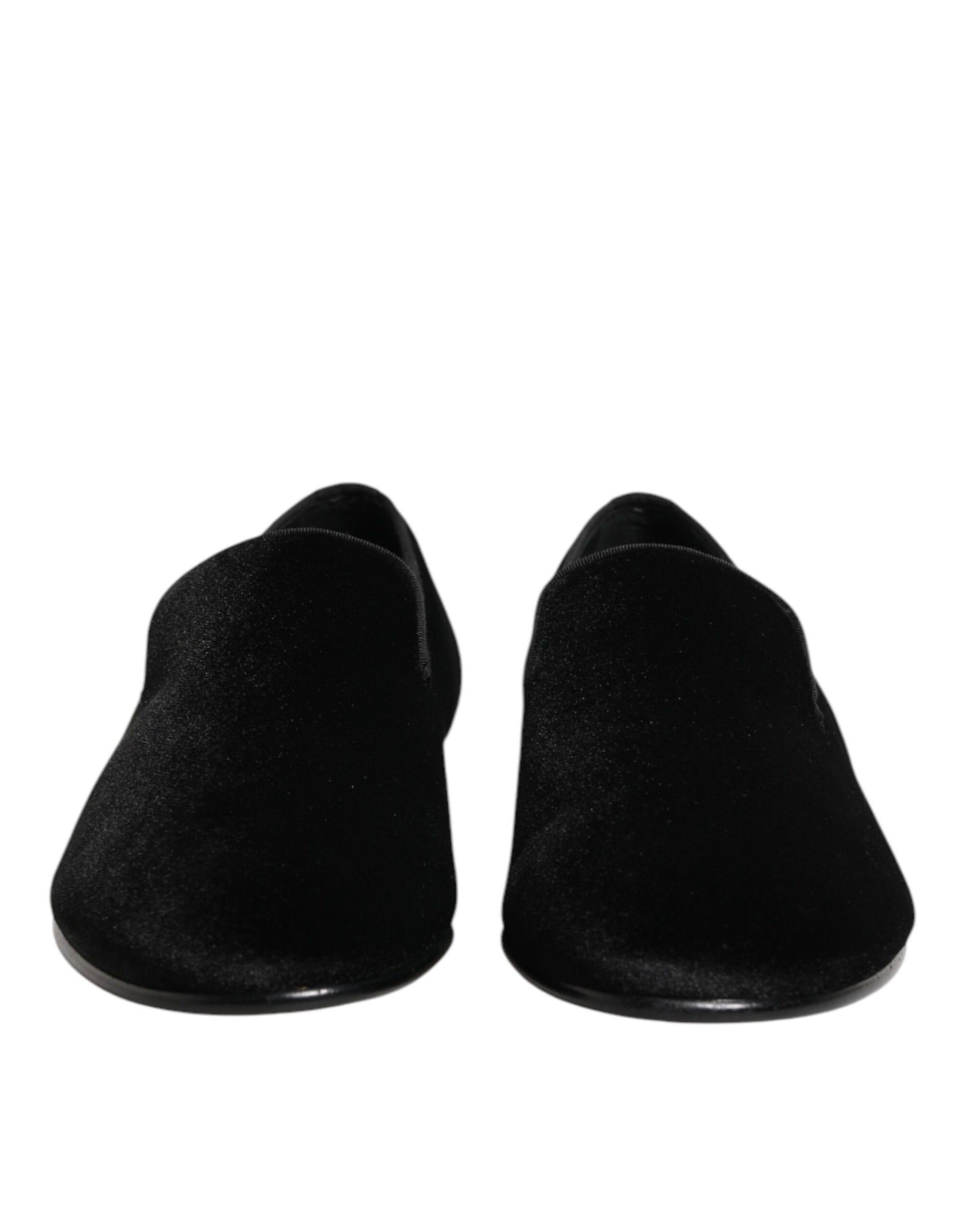 Dolce & Gabbana Black Leather Suede Slip-On Loafers Dress Shoes