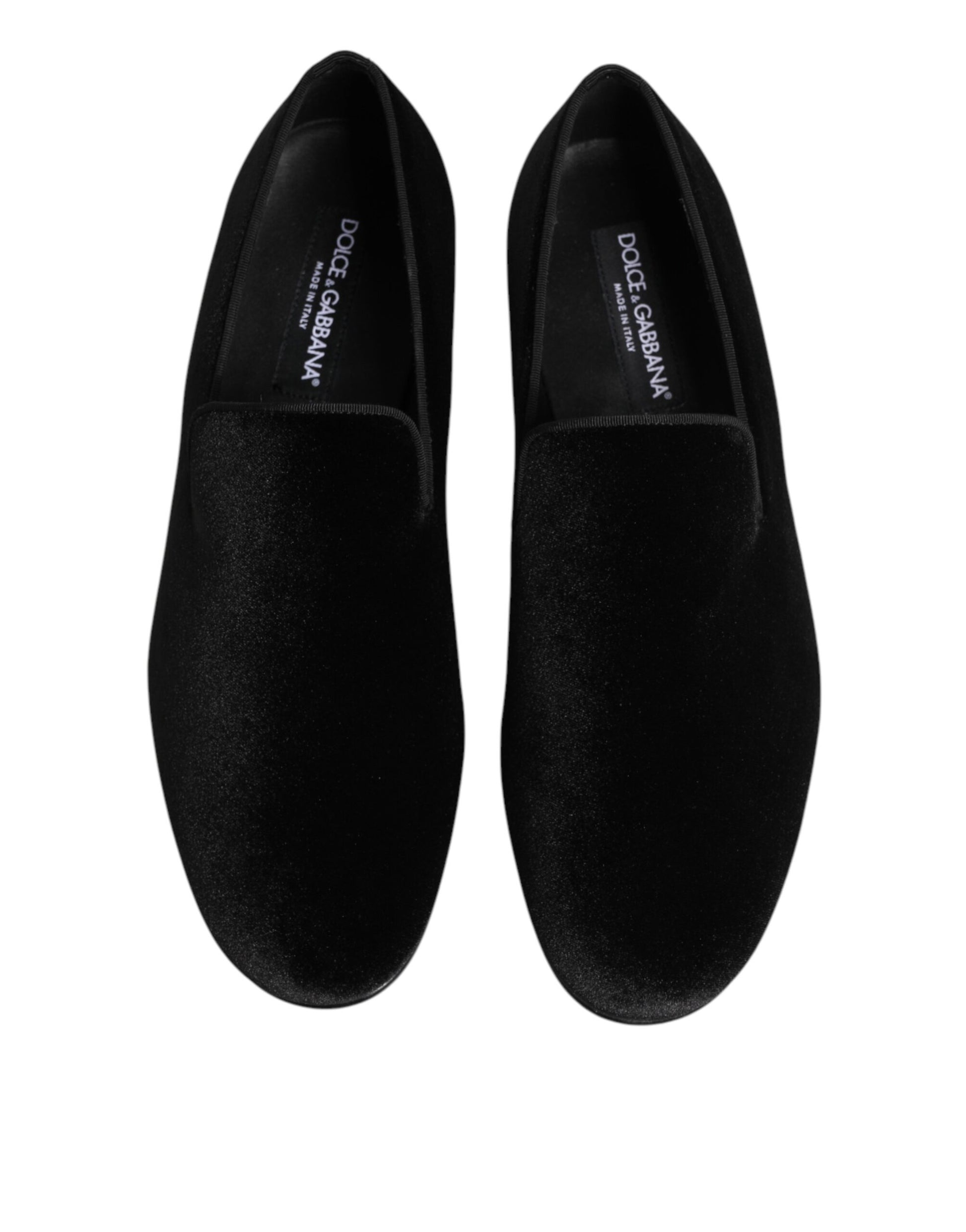 Dolce & Gabbana Black Leather Suede Slip-On Loafers Dress Shoes