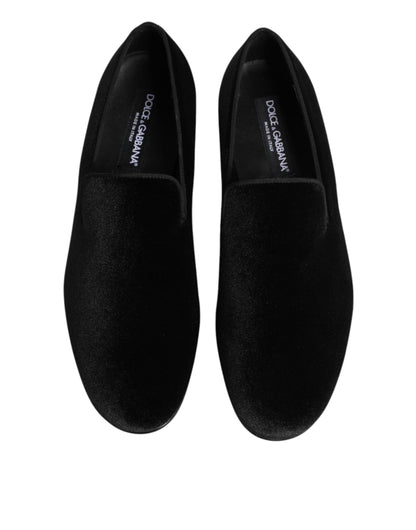 Dolce & Gabbana Black Leather Suede Slip-On Loafers Dress Shoes