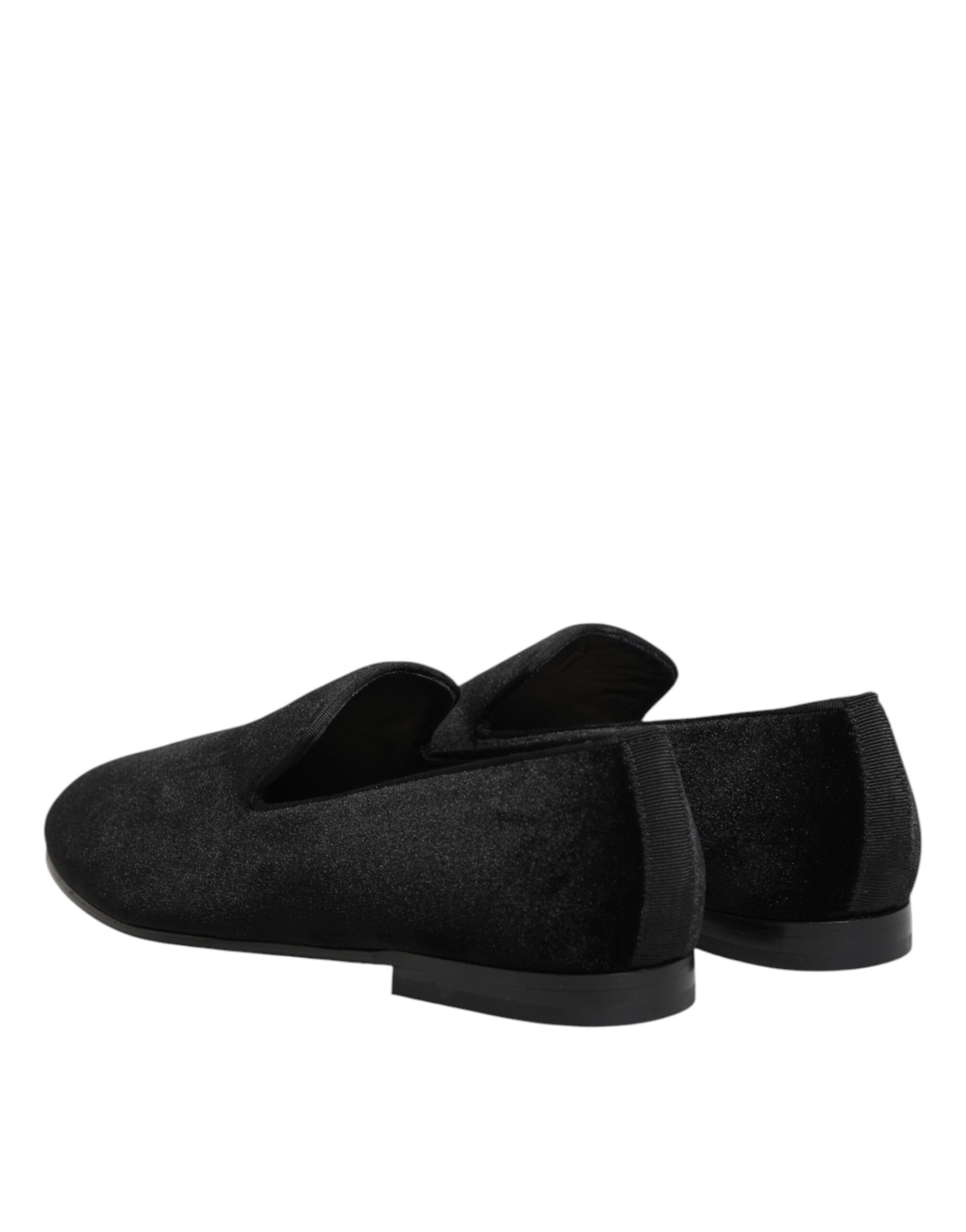 Dolce & Gabbana Black Leather Suede Slip-On Loafers Dress Shoes