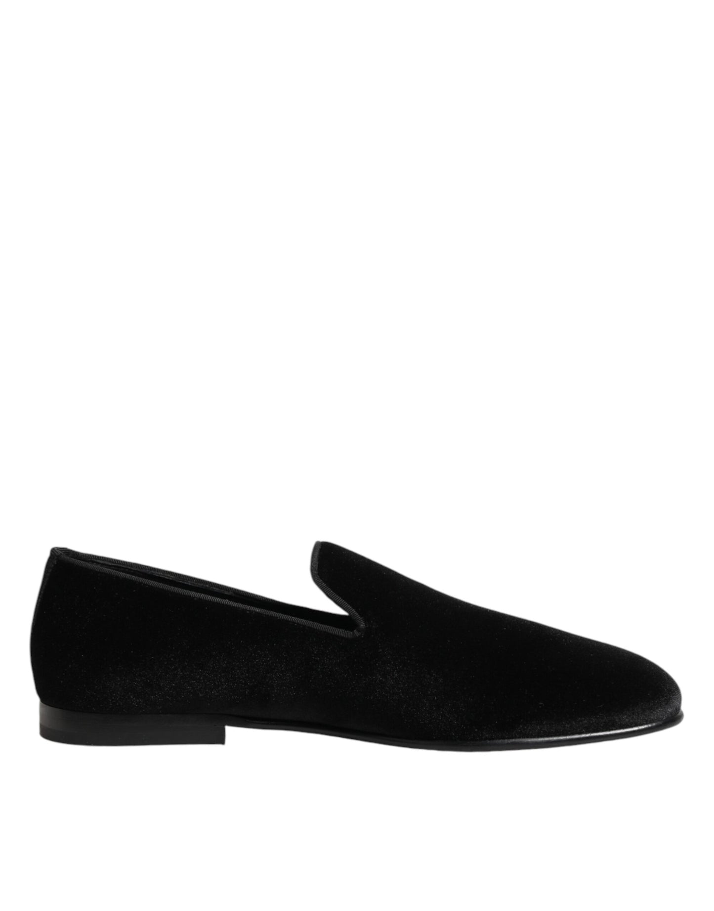 Dolce & Gabbana Black Leather Suede Slip-On Loafers Dress Shoes