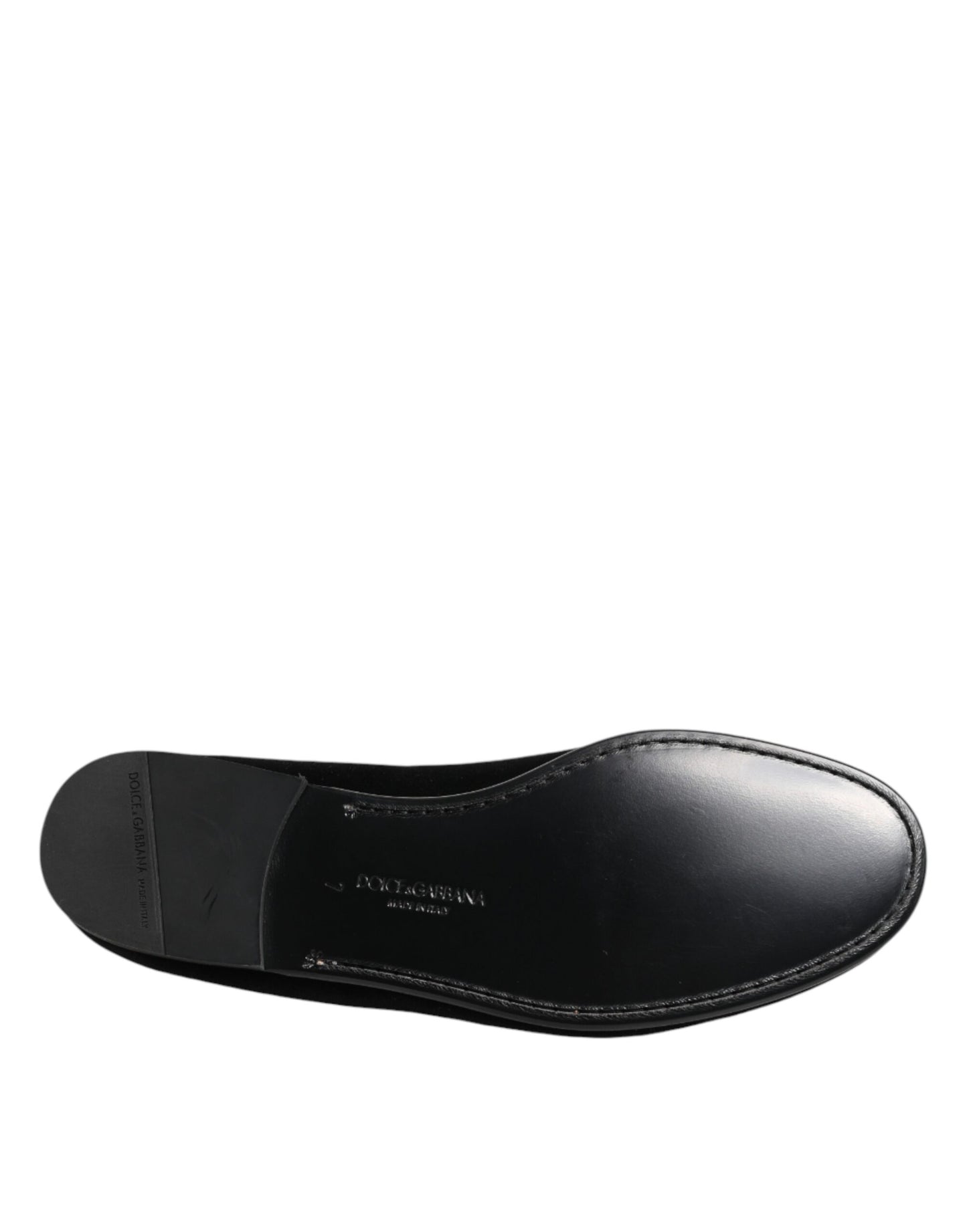 Dolce & Gabbana Black Leather Suede Slip-On Loafers Dress Shoes