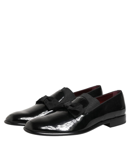 Dolce & Gabbana Black Leather Slip-On Dress Men's Loafers