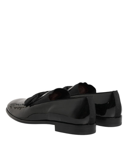 Dolce & Gabbana Black Leather Slip-On Dress Men's Loafers