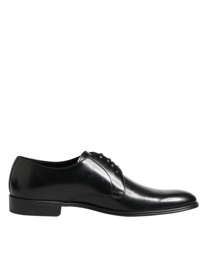 Dolce & Gabbana Black Calfskin Leather Derby Dress Shoes