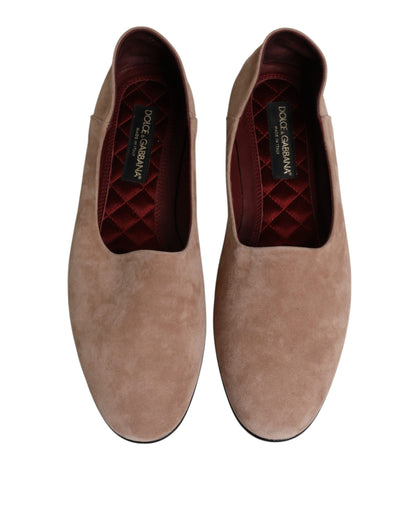 Dolce & Gabbana Beige Leather Suede Slip On Loafers