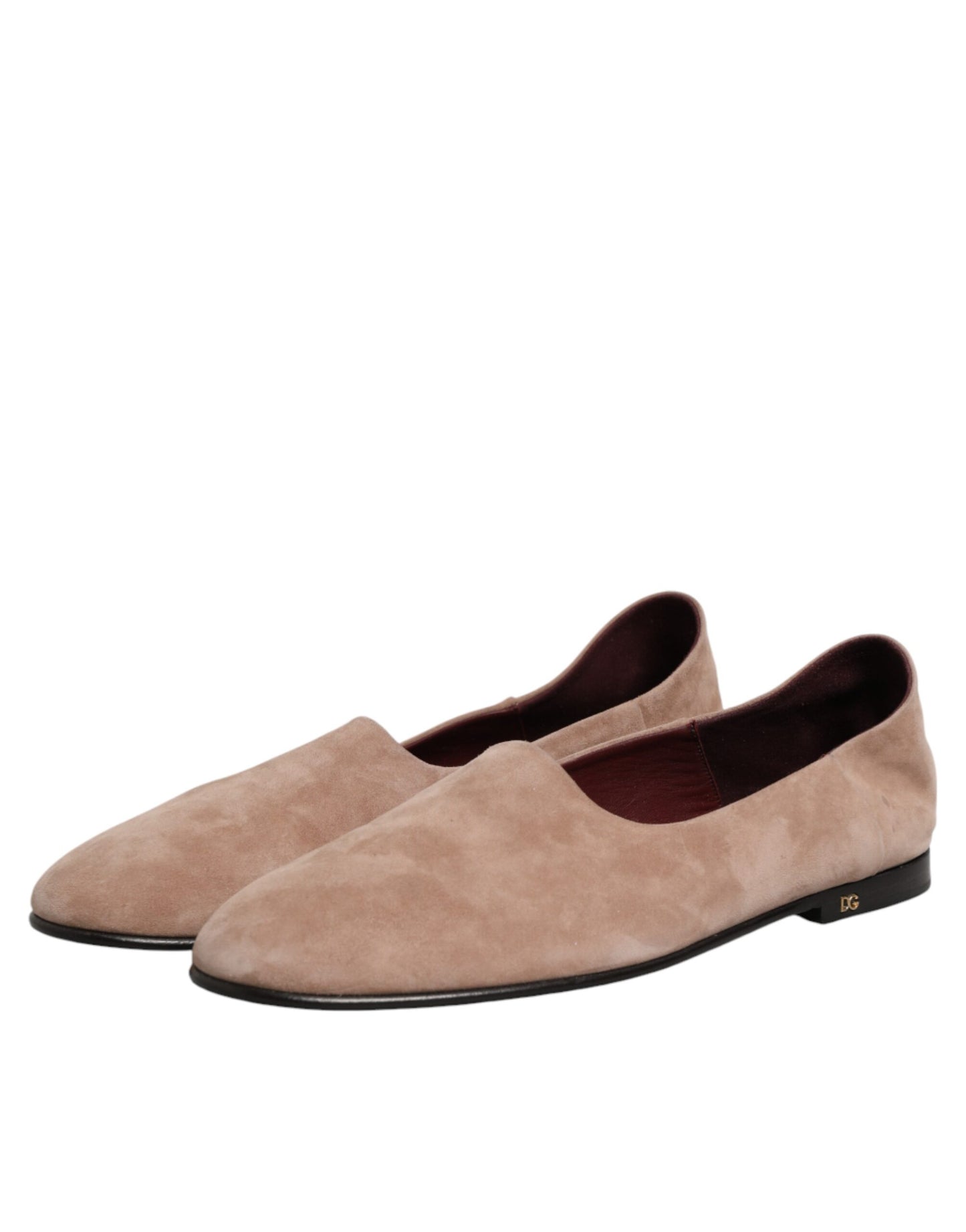 Dolce & Gabbana Beige Leather Suede Slip On Loafers