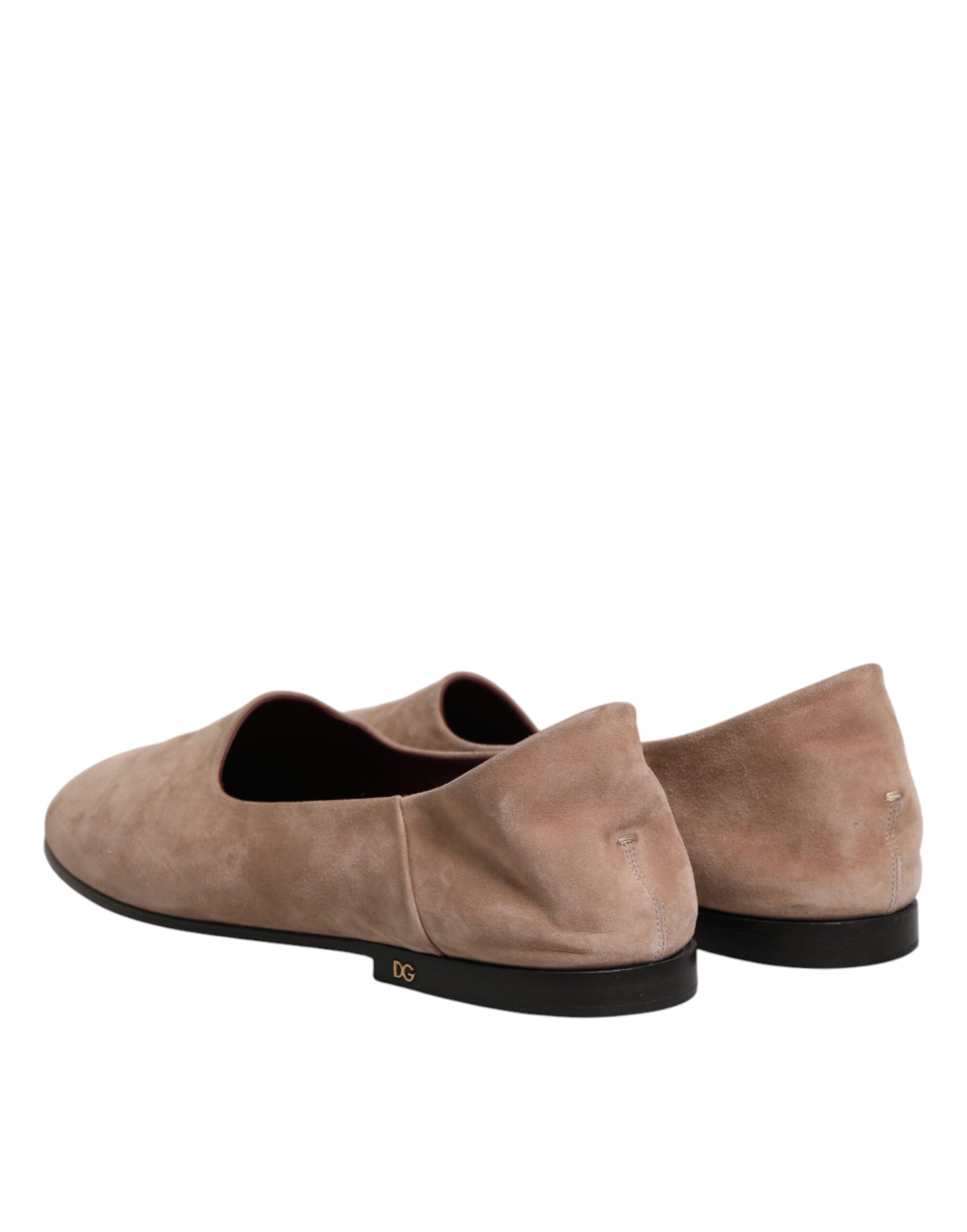 Dolce & Gabbana Beige Leather Suede Slip On Loafers