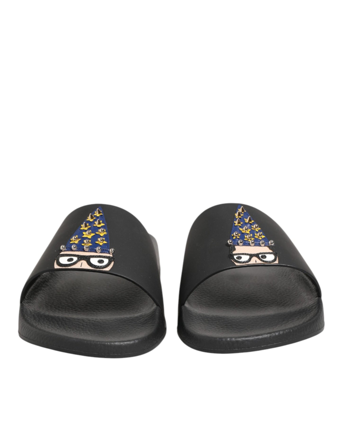 Dolce & Gabbana Black Leather Slides Sandals