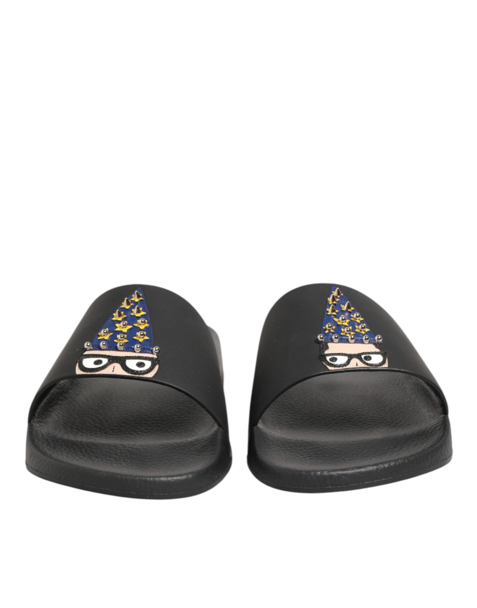 Dolce & Gabbana Black Leather Slides Sandals