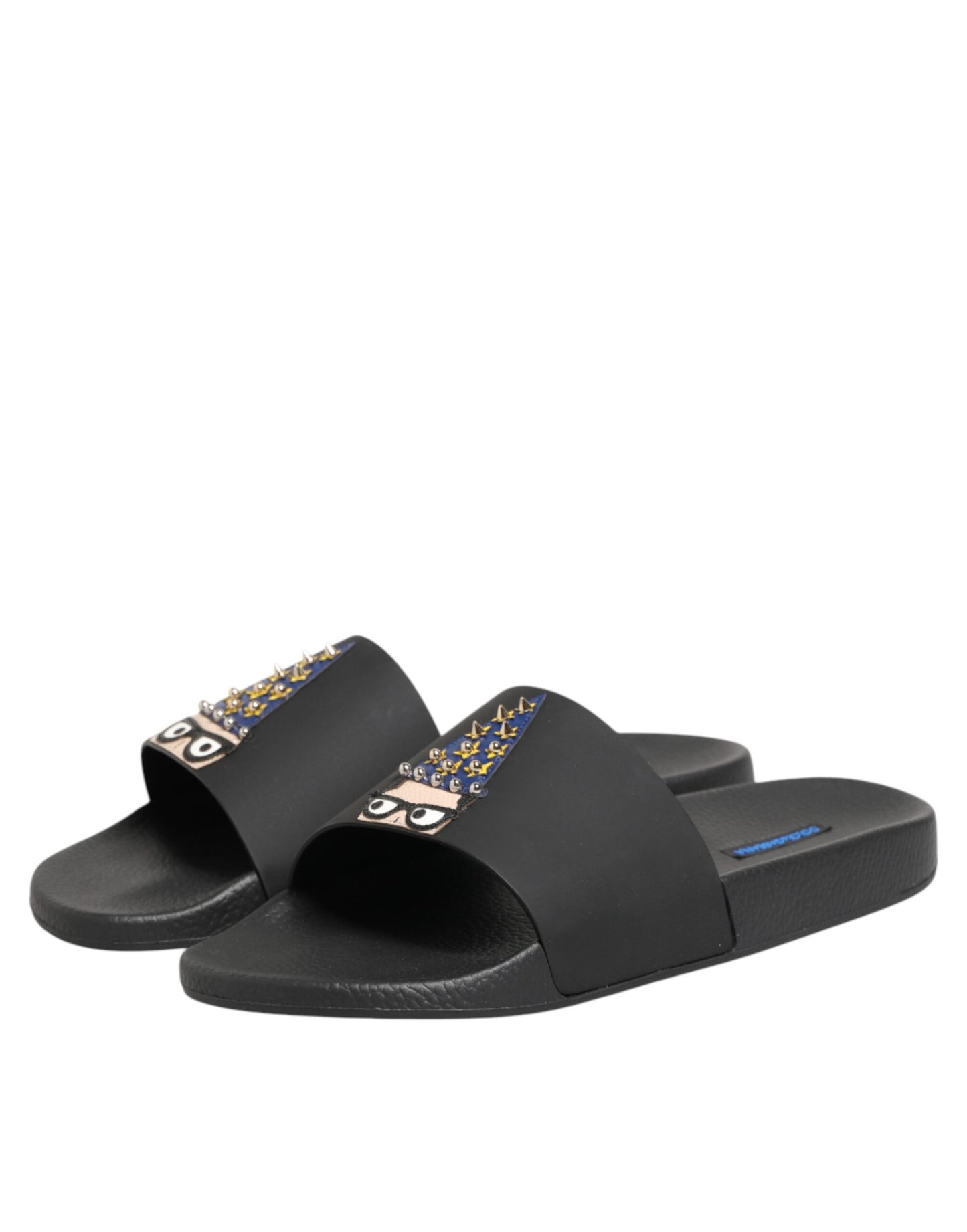 Dolce & Gabbana Black Leather Slides Sandals