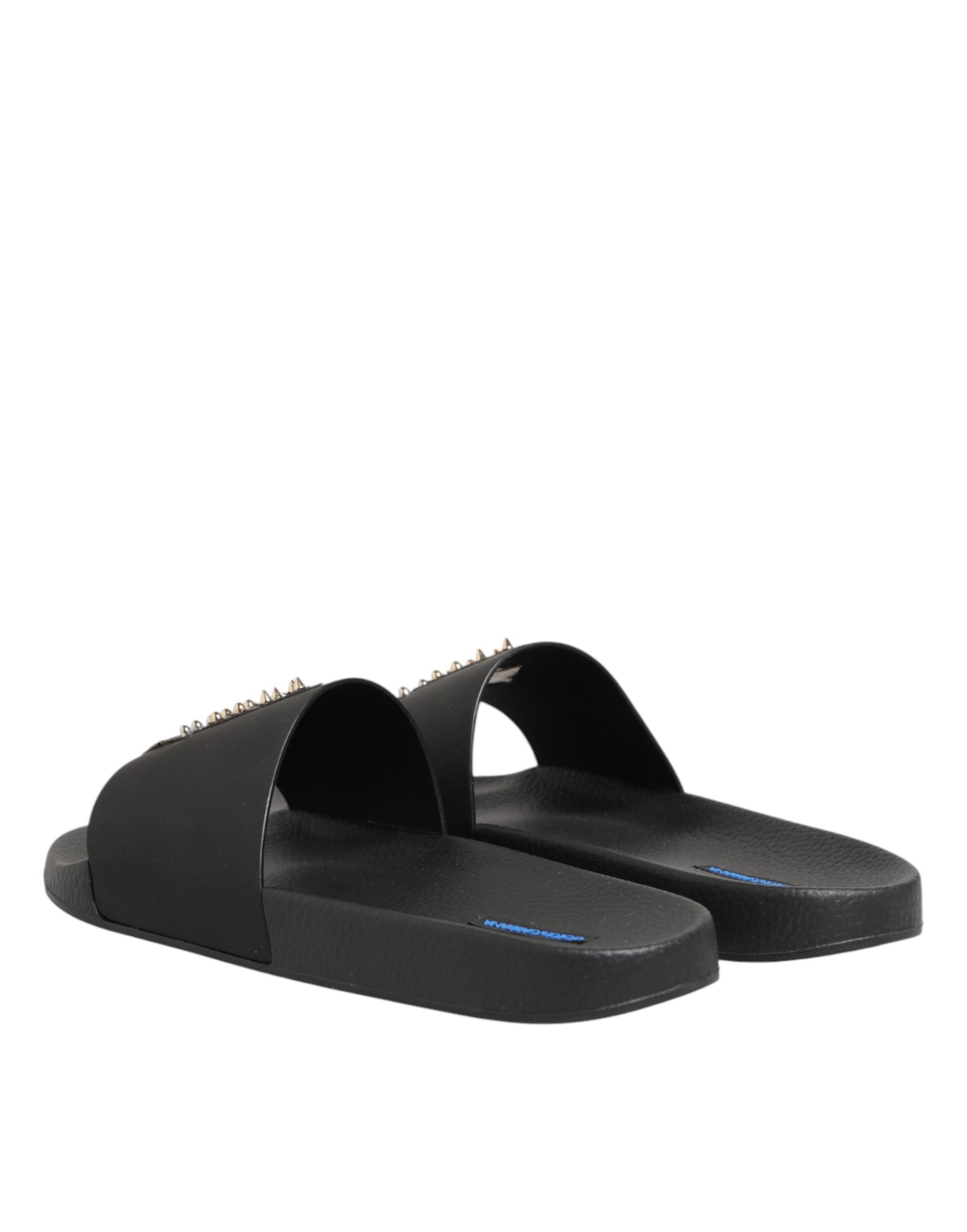 Dolce & Gabbana Black Leather Slides Sandals