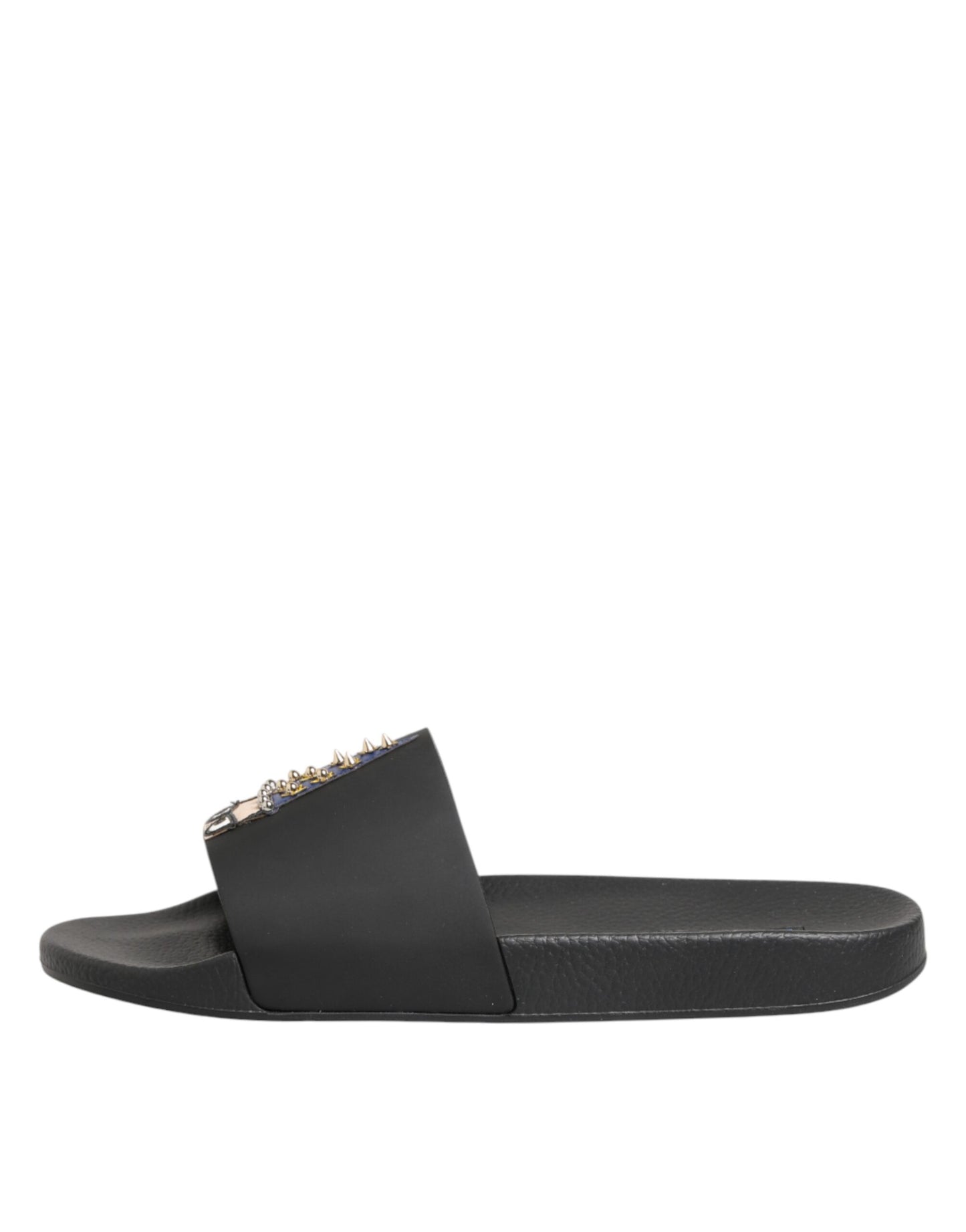 Dolce & Gabbana Black Leather Slides Sandals
