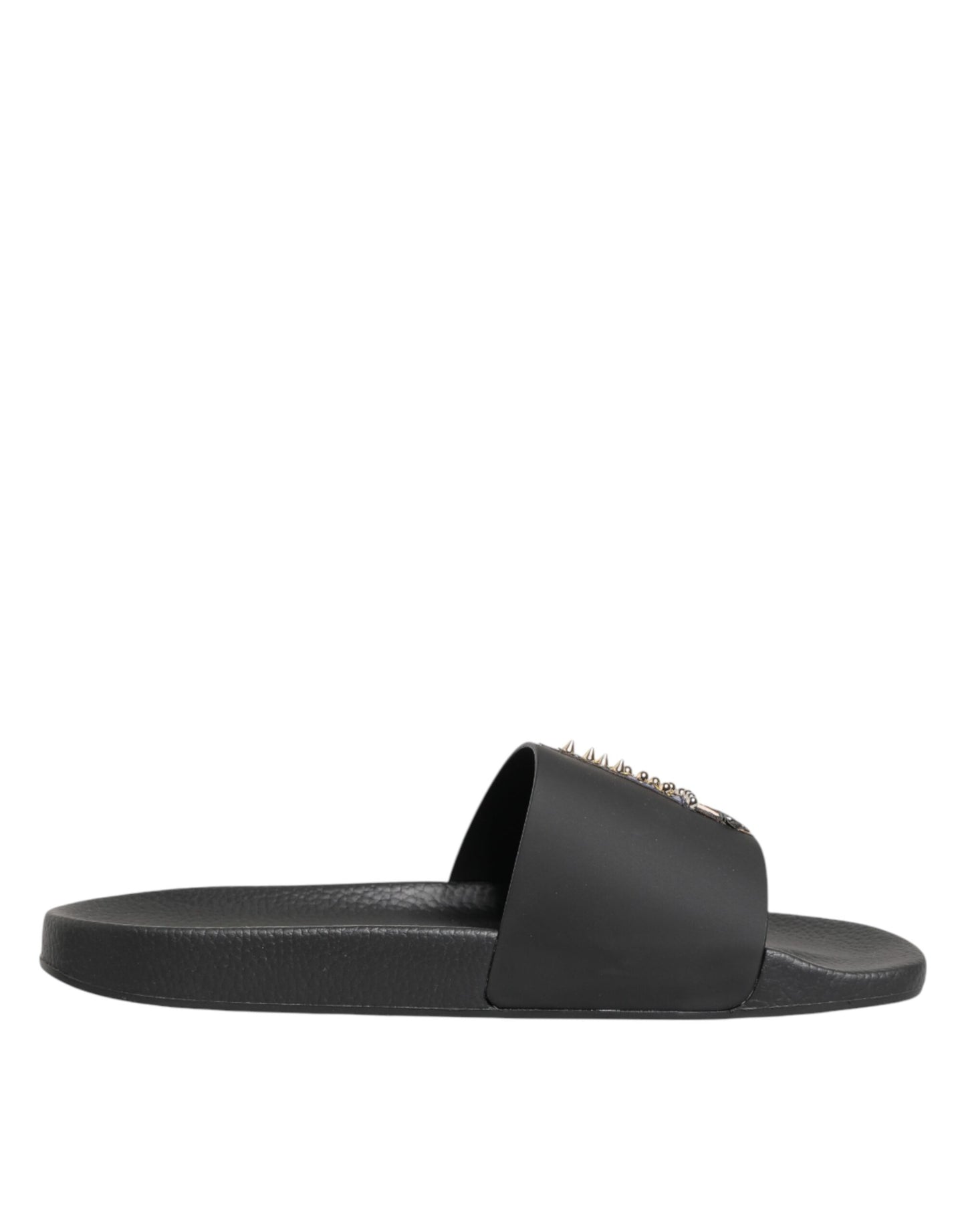 Dolce & Gabbana Black Leather Slides Sandals