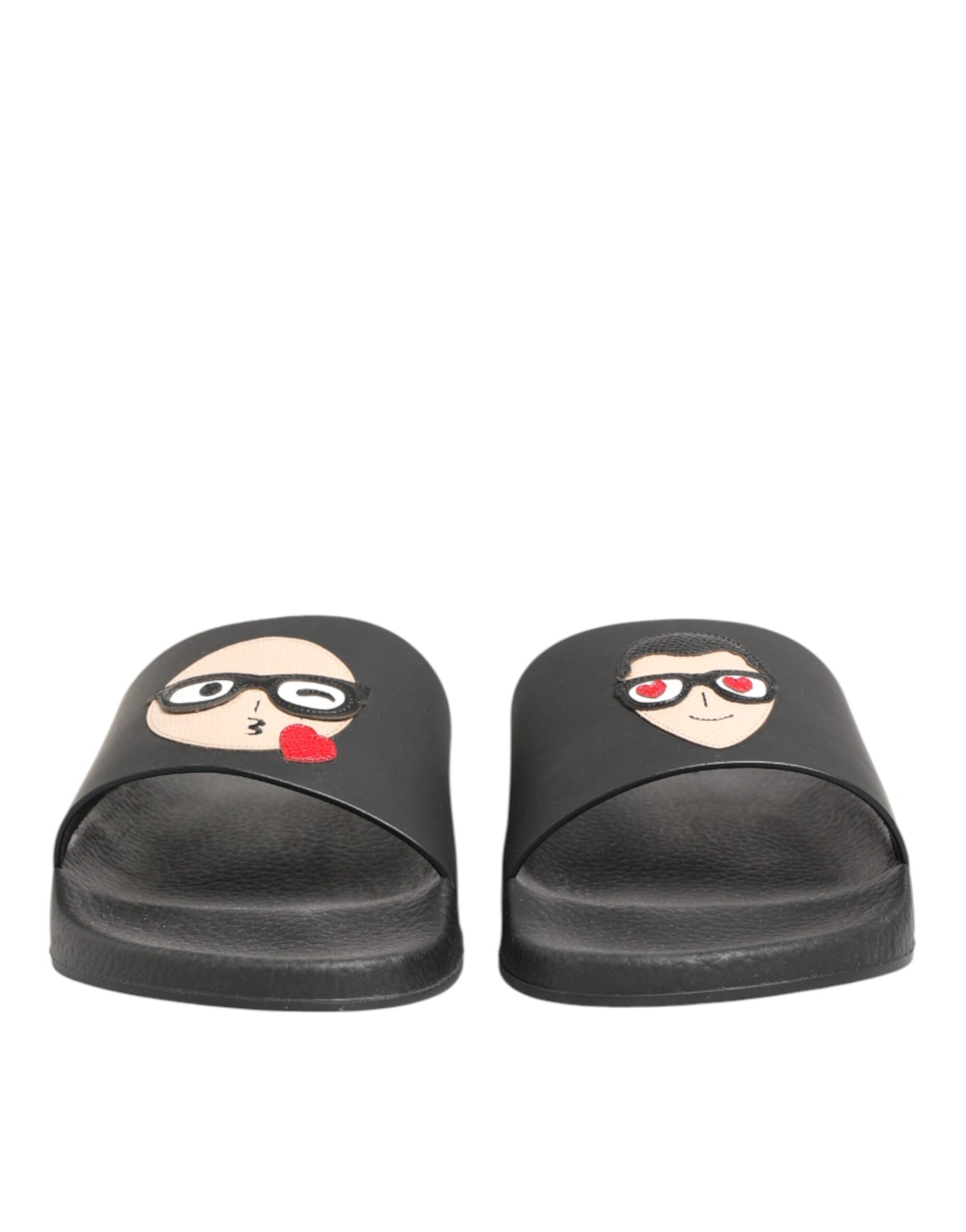 Dolce & Gabbana Black Leather Slides Sandals