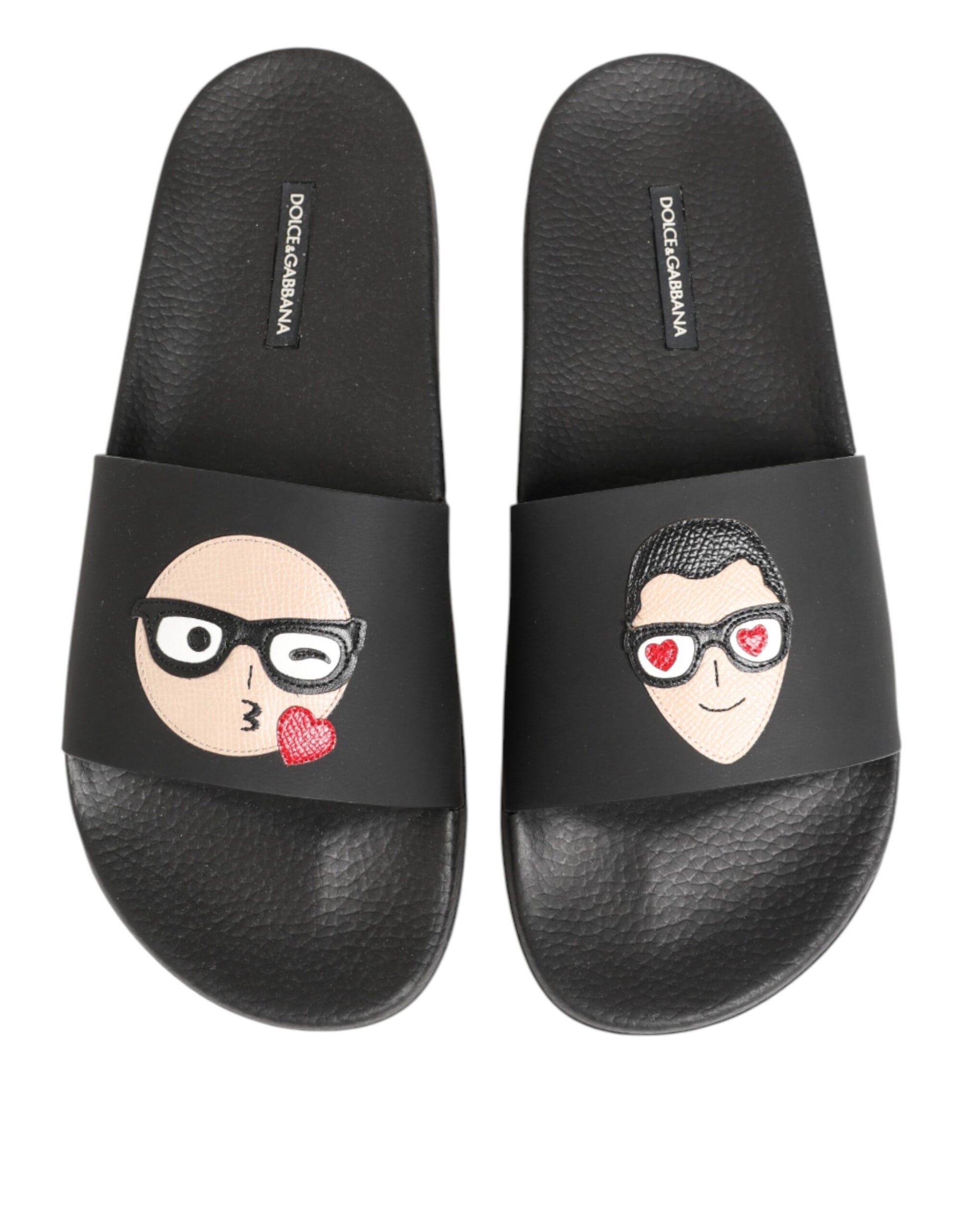 Dolce & Gabbana Black Leather Slides Sandals