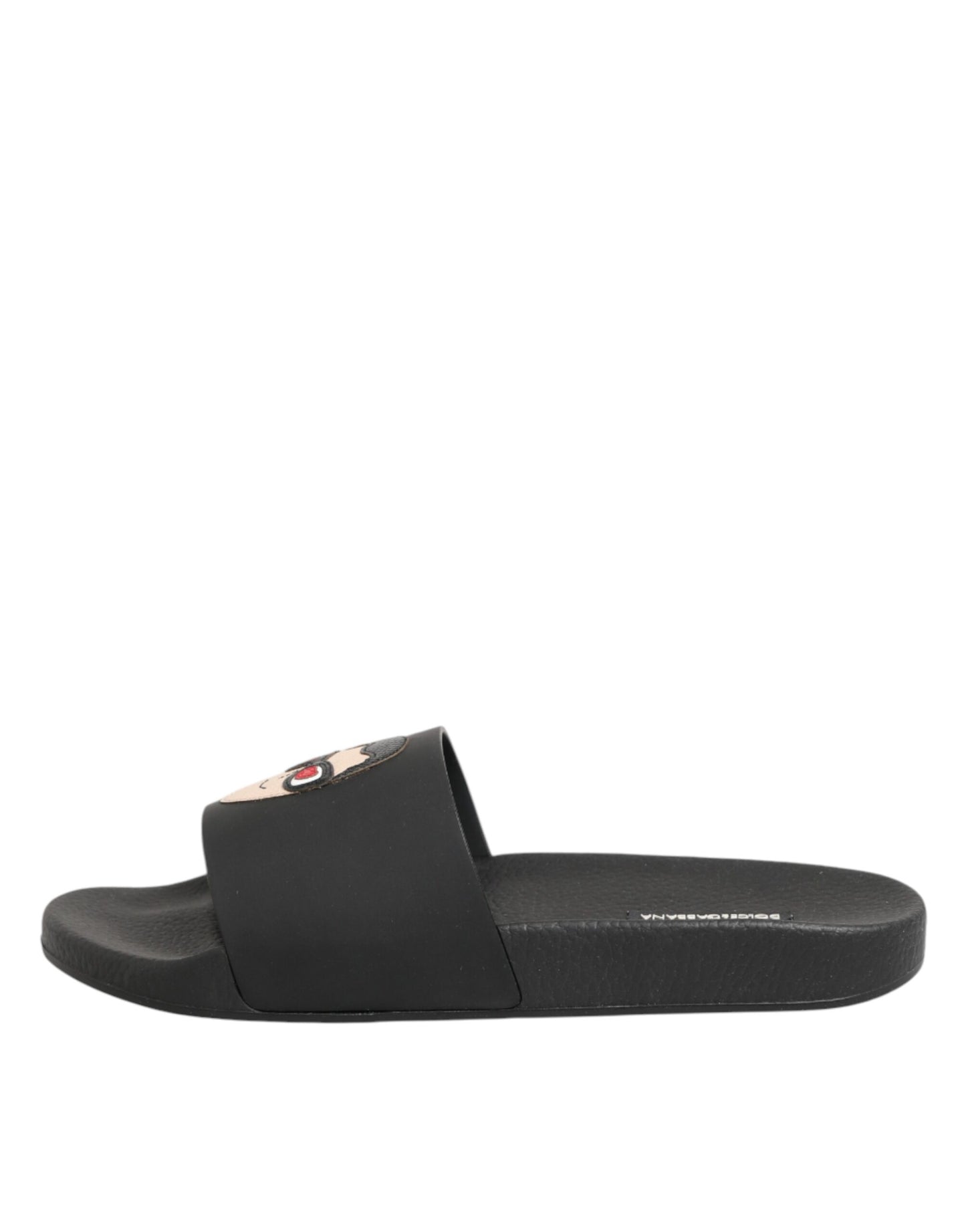 Dolce & Gabbana Black Leather Slides Sandals