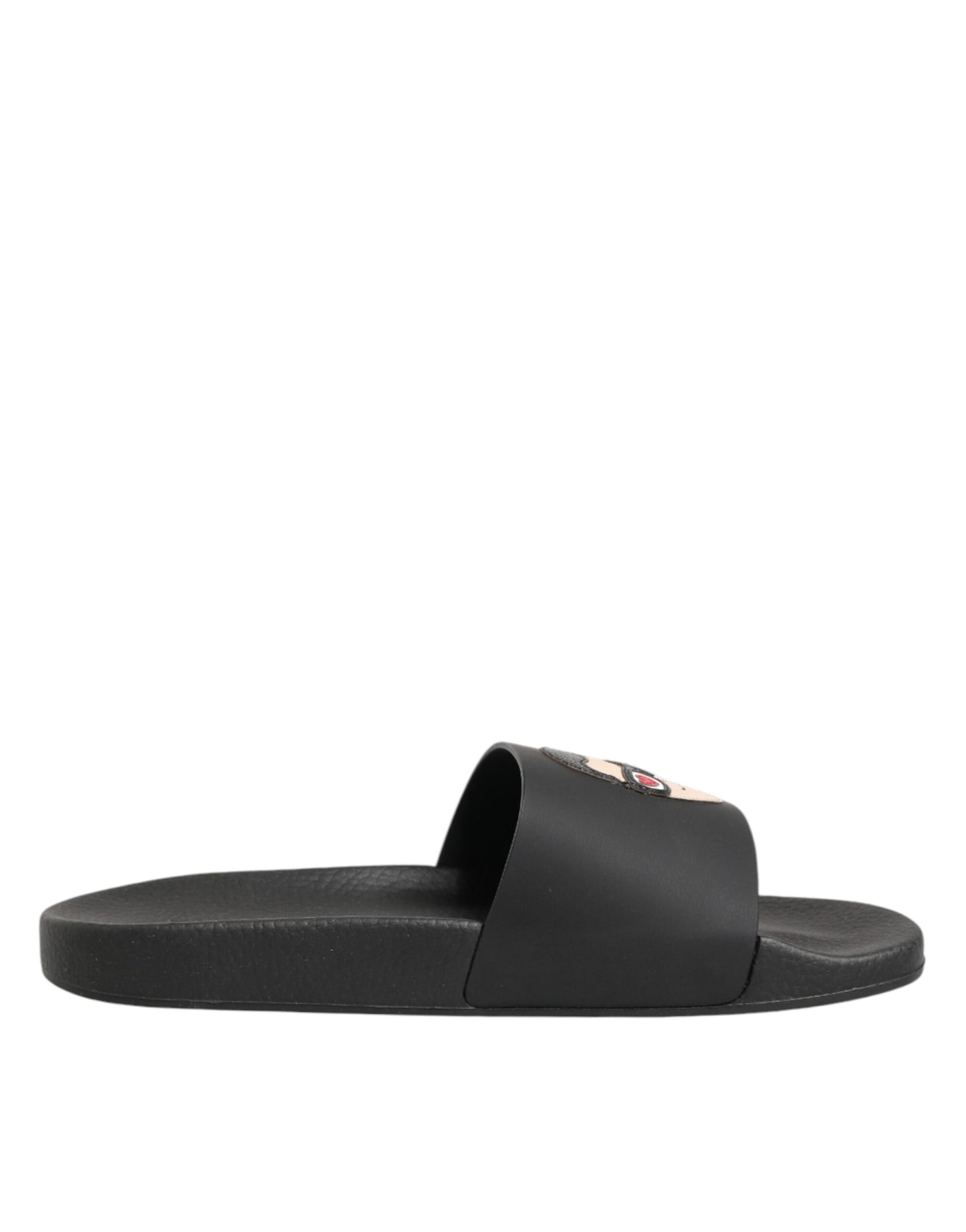 Dolce & Gabbana Black Leather Slides Sandals