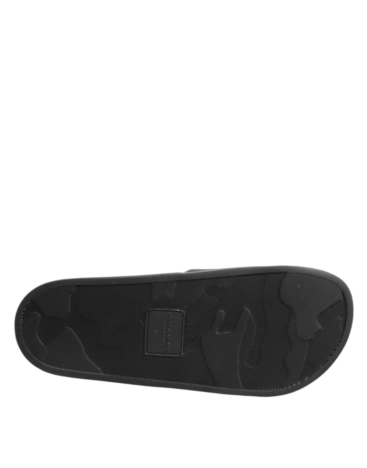 Dolce & Gabbana Black Leather Slides Sandals