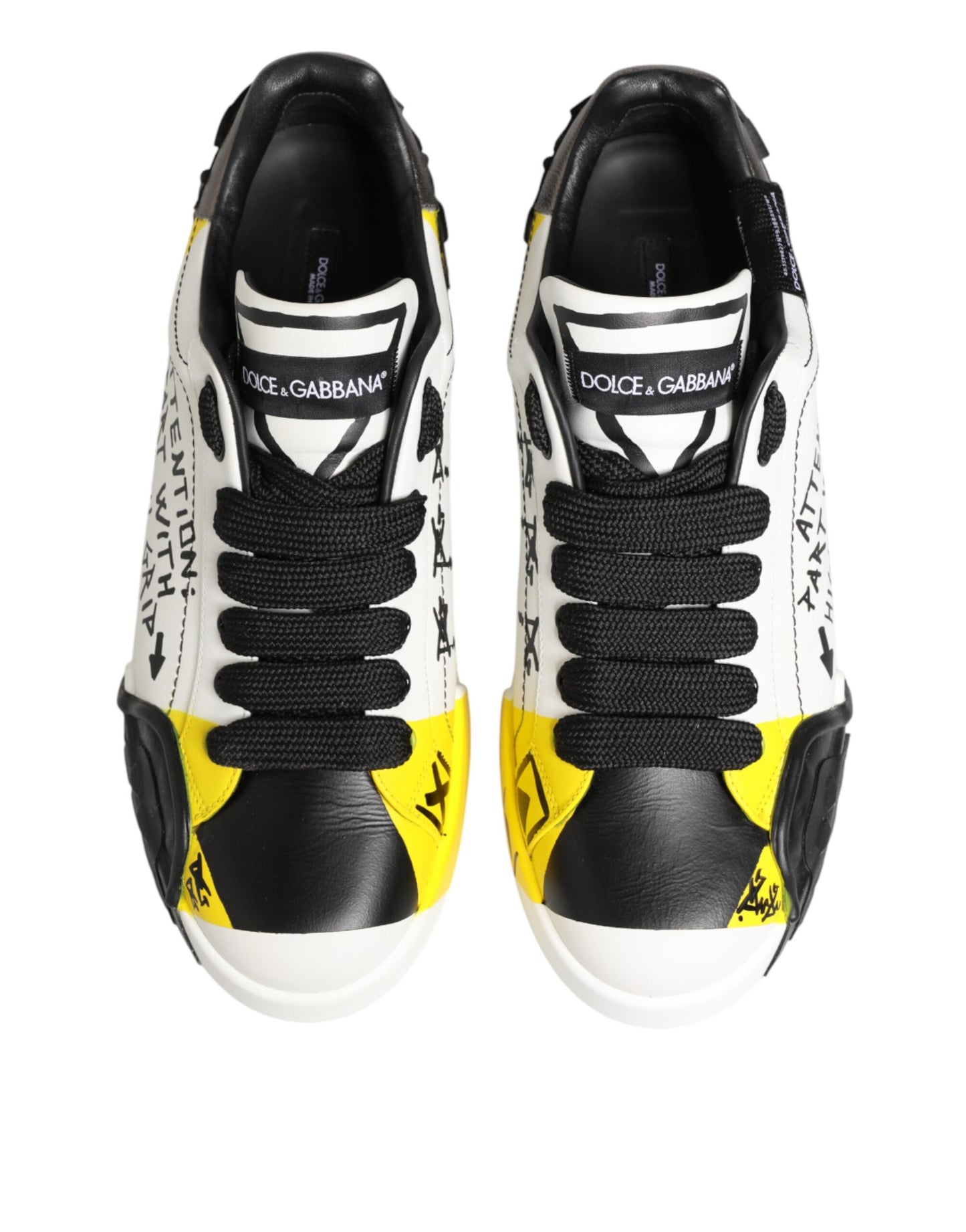 Dolce & Gabbana Multicolor Leather Graffiti Low Top Sneakers