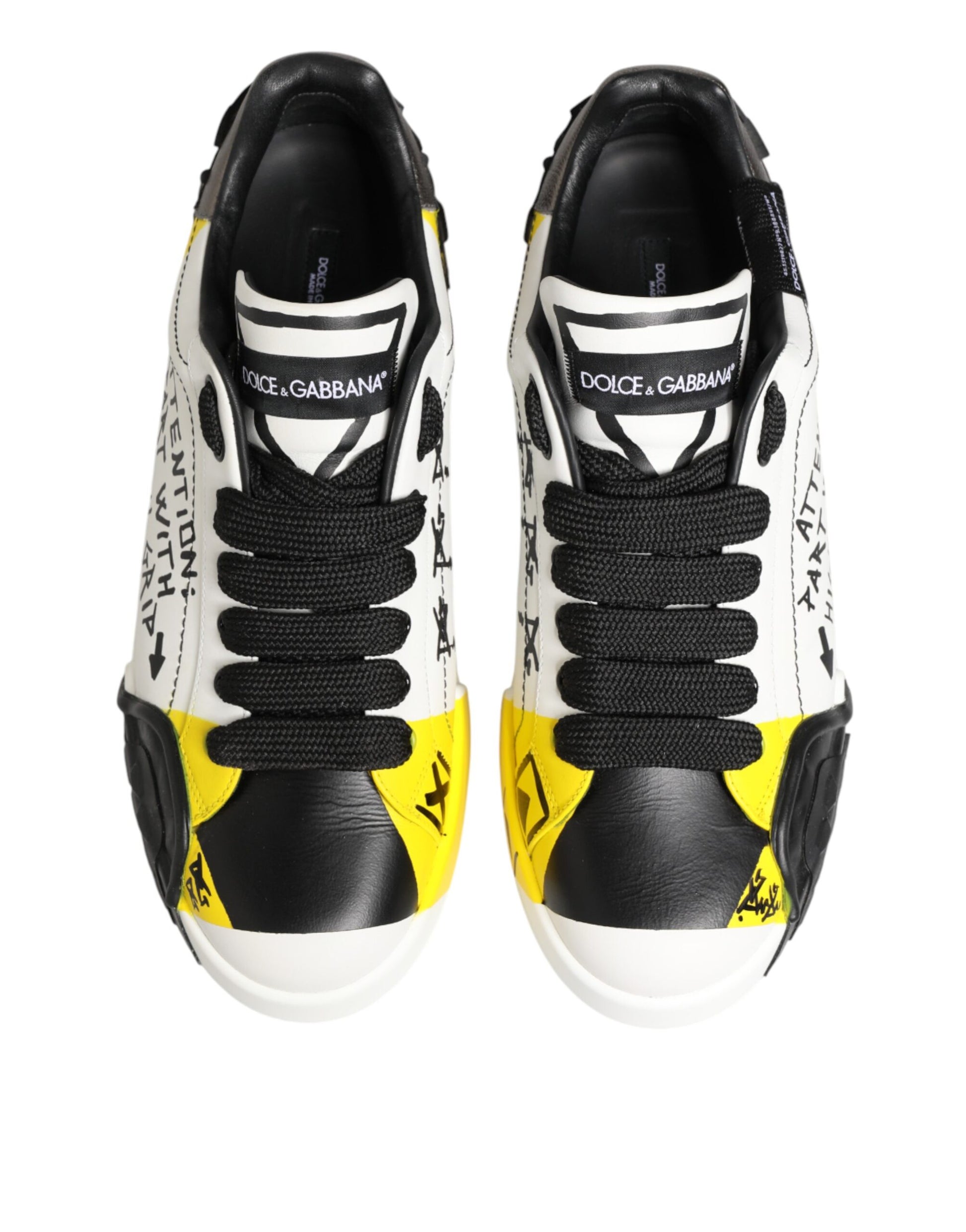 Dolce & Gabbana Multicolor Leather Graffiti Low Top Sneakers