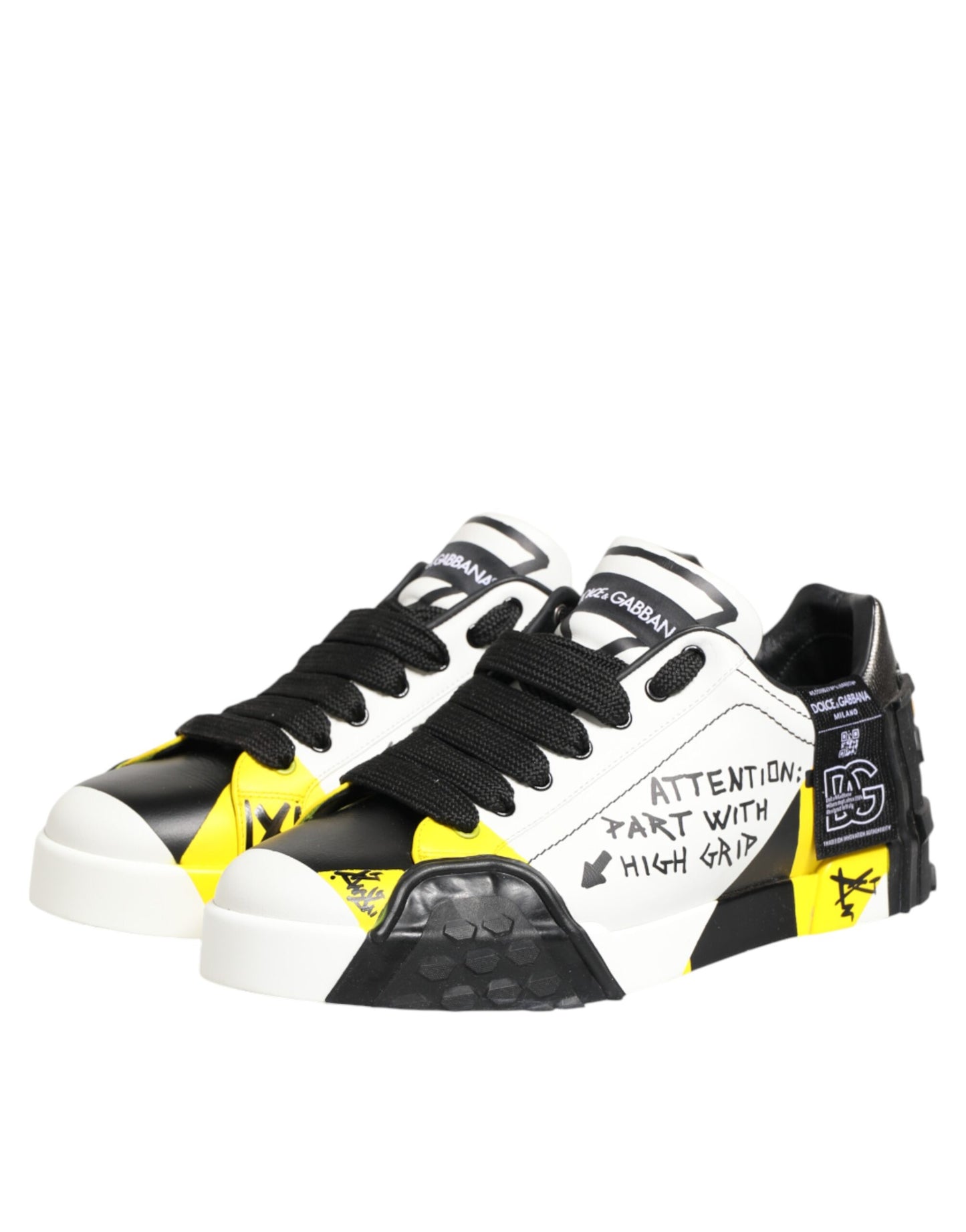 Dolce & Gabbana Multicolor Leather Graffiti Low Top Sneakers