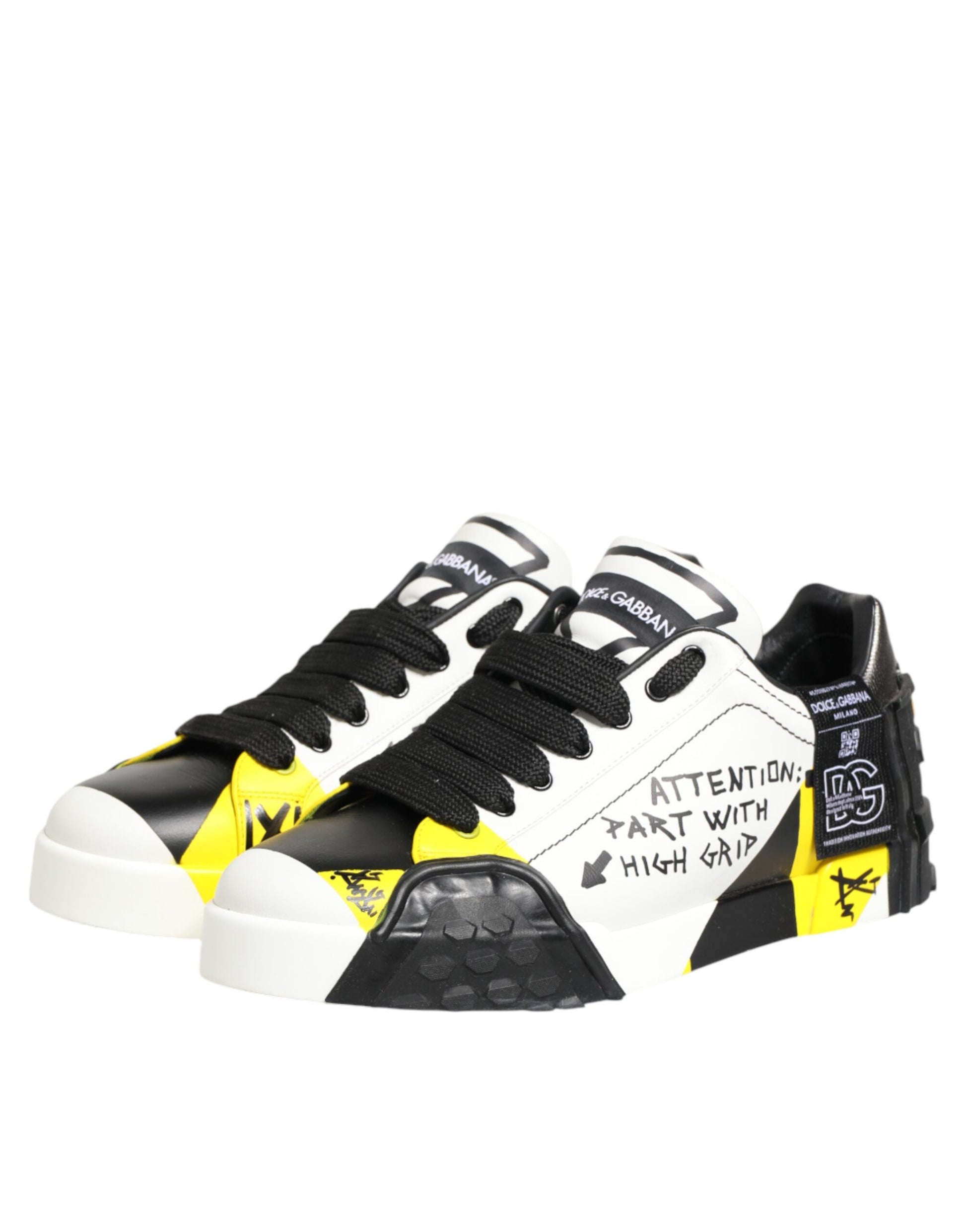Dolce & Gabbana Multicolor Leather Graffiti Low Top Sneakers