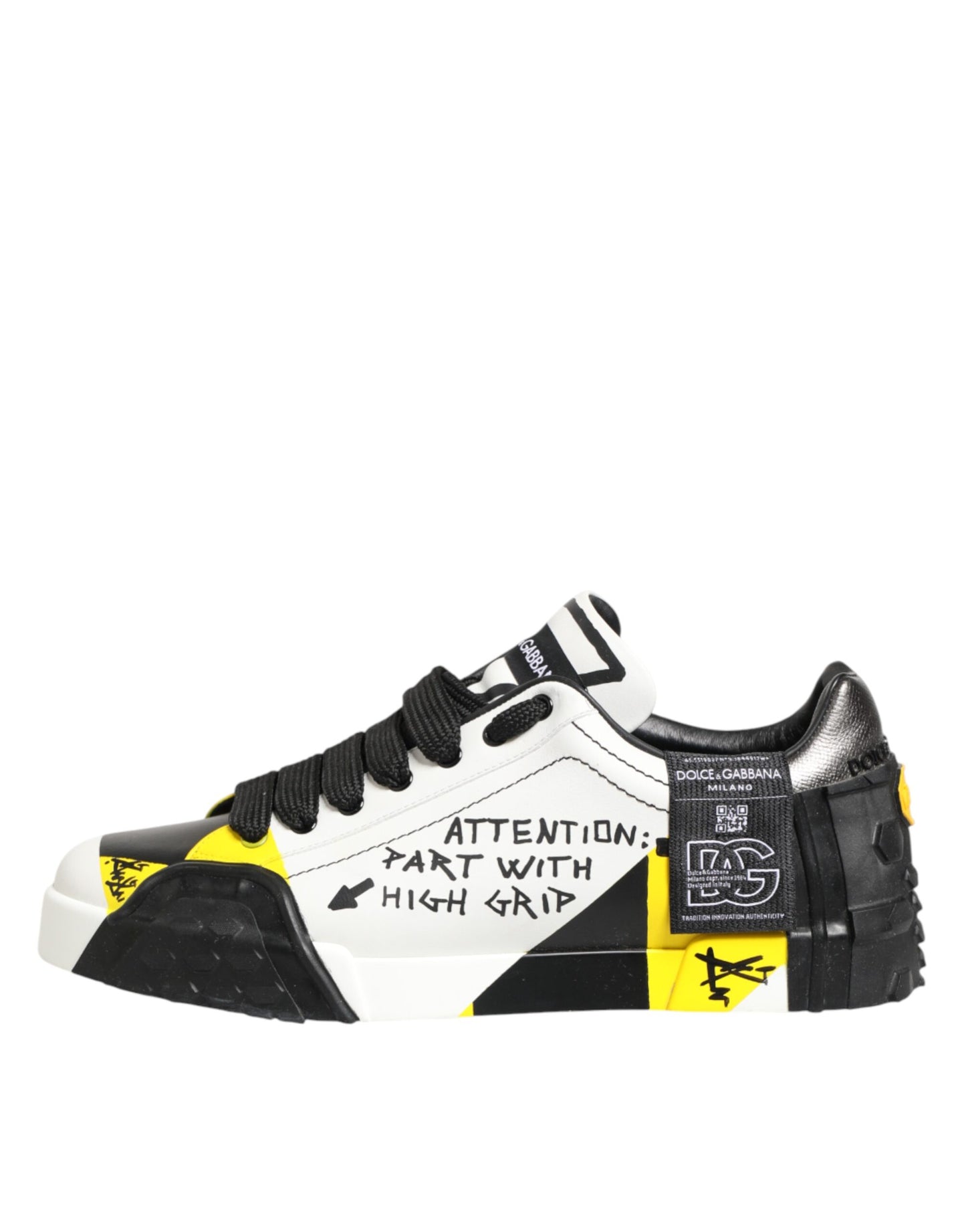 Dolce & Gabbana Multicolor Leather Graffiti Low Top Sneakers