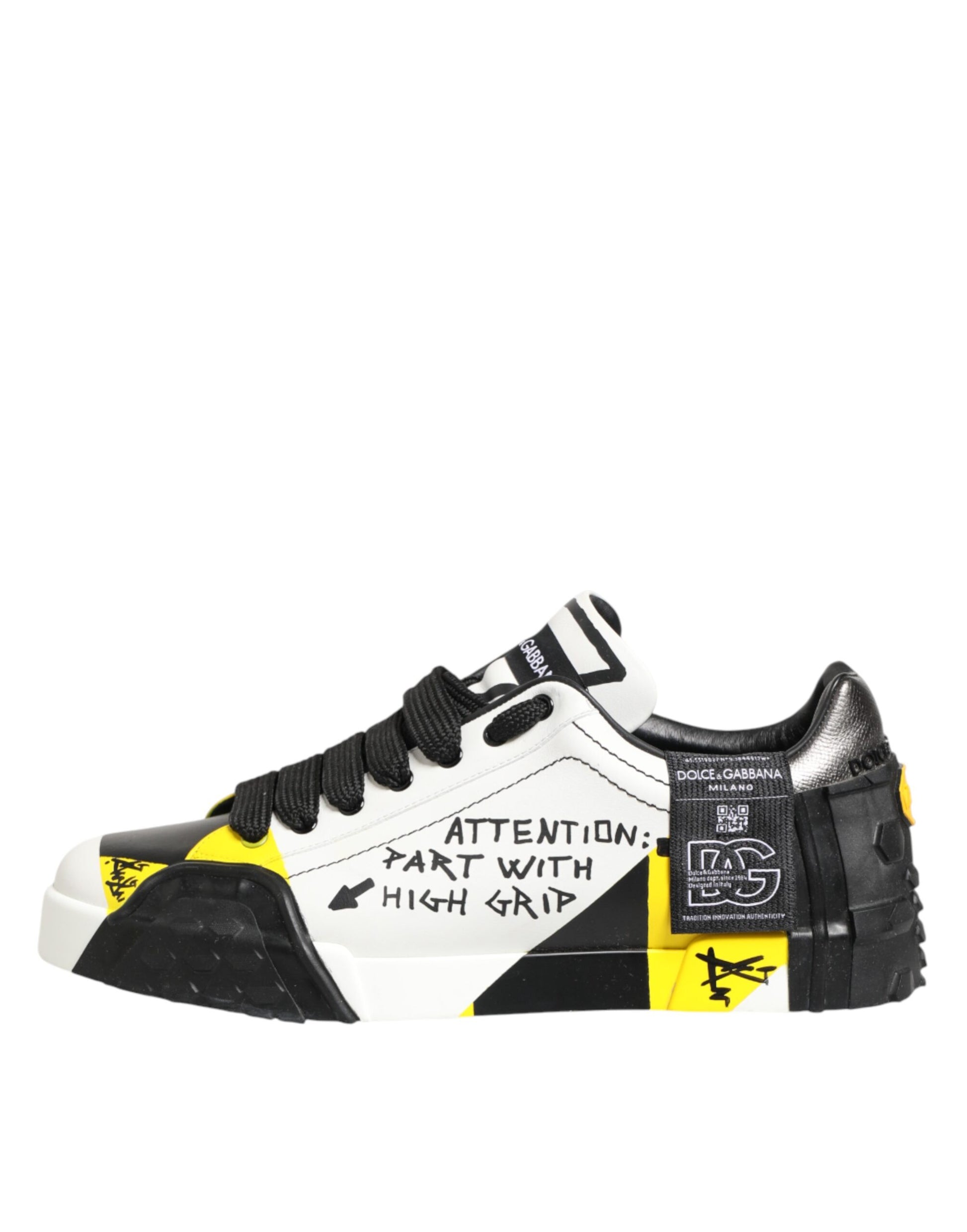 Dolce & Gabbana Multicolor Leather Graffiti Low Top Sneakers