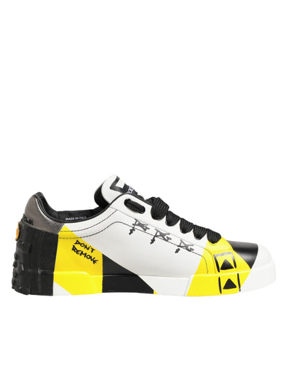 Dolce & Gabbana Multicolor Leather Graffiti Low Top Sneakers