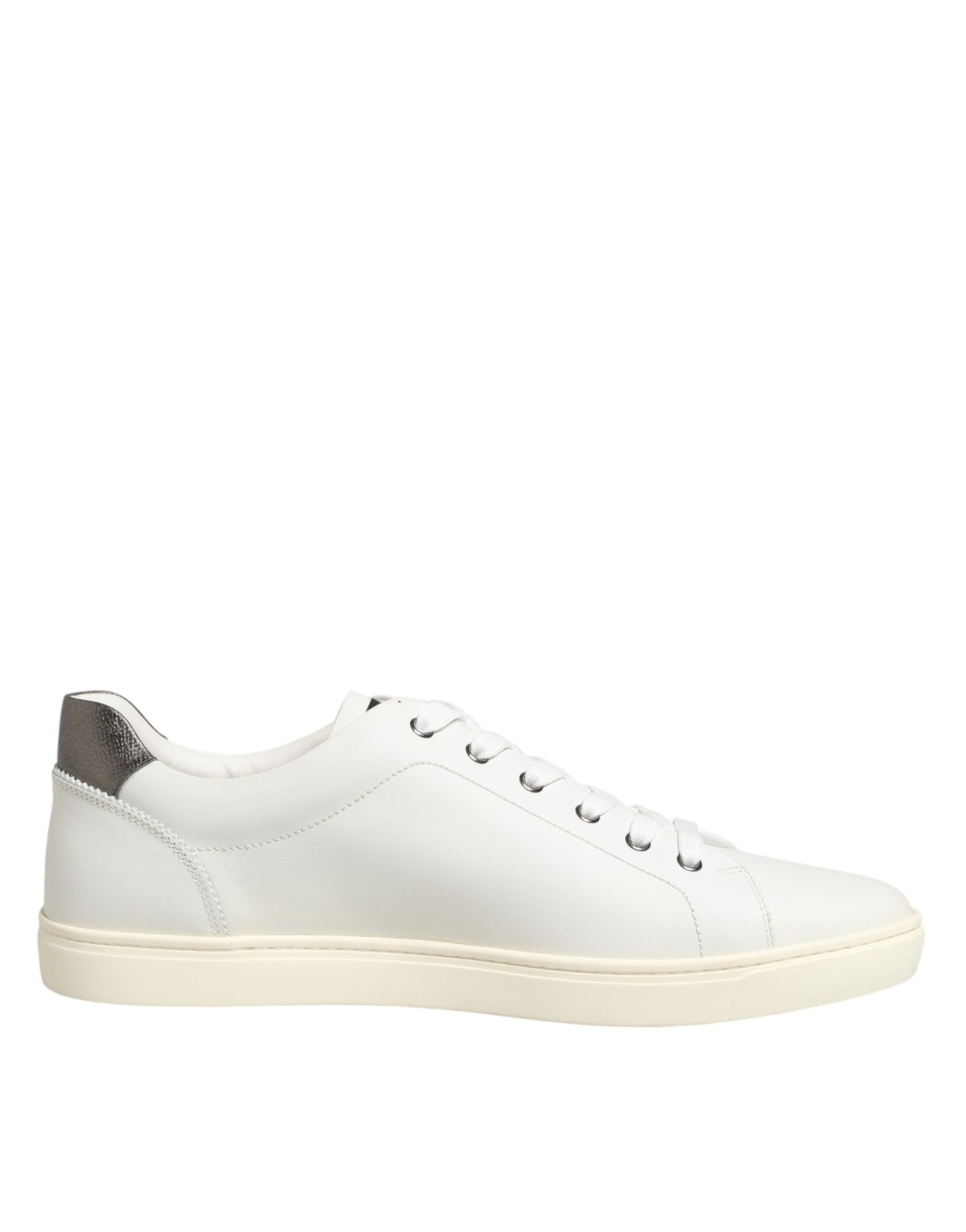 Dolce & Gabbana White Leather Heart Embellished Sneakers