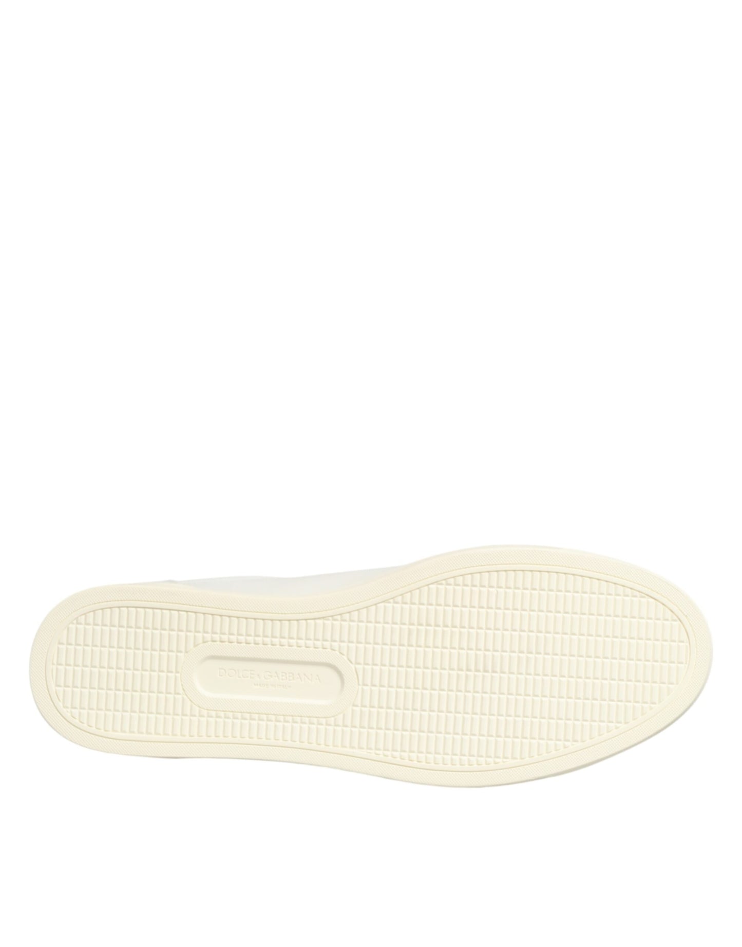 Dolce & Gabbana White Leather Heart Embellished Sneakers