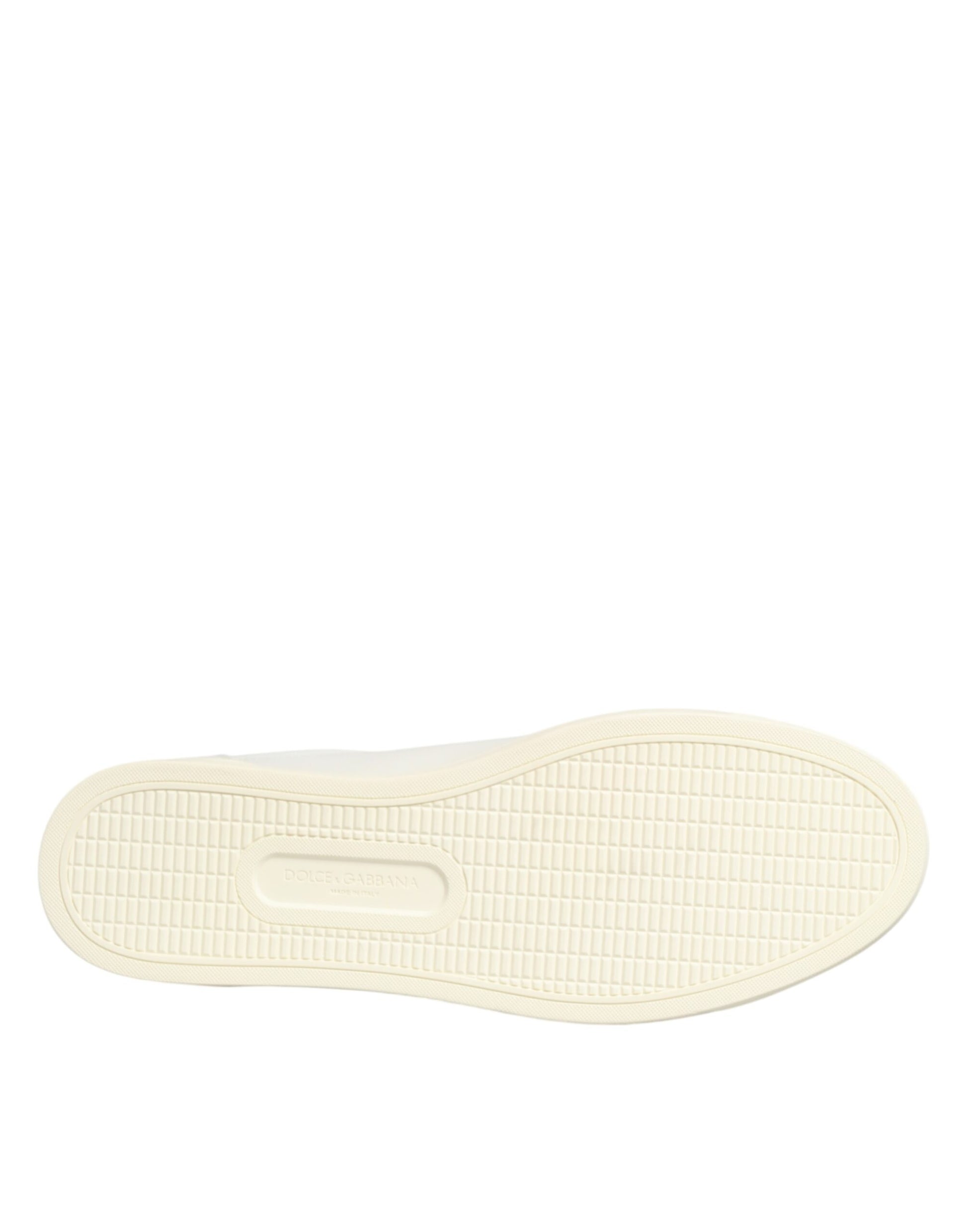 Dolce & Gabbana White Leather Heart Embellished Sneakers