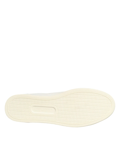 Dolce & Gabbana White Leather Heart Embellished Sneakers