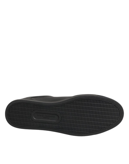 Dolce & Gabbana Black Leather Heart Embellished Sneakers