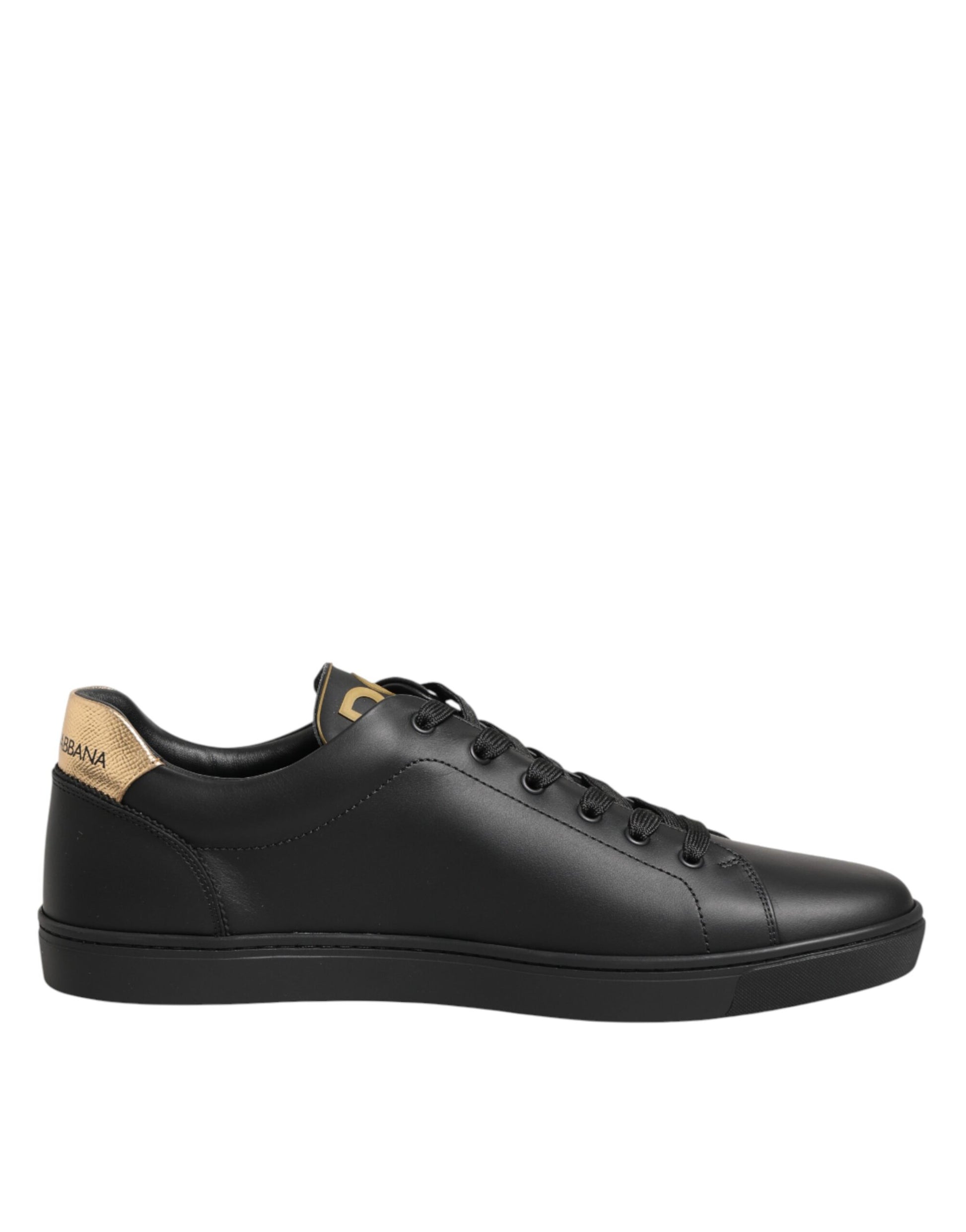 Dolce & Gabbana Black Leather Heart Embellished Sneakers