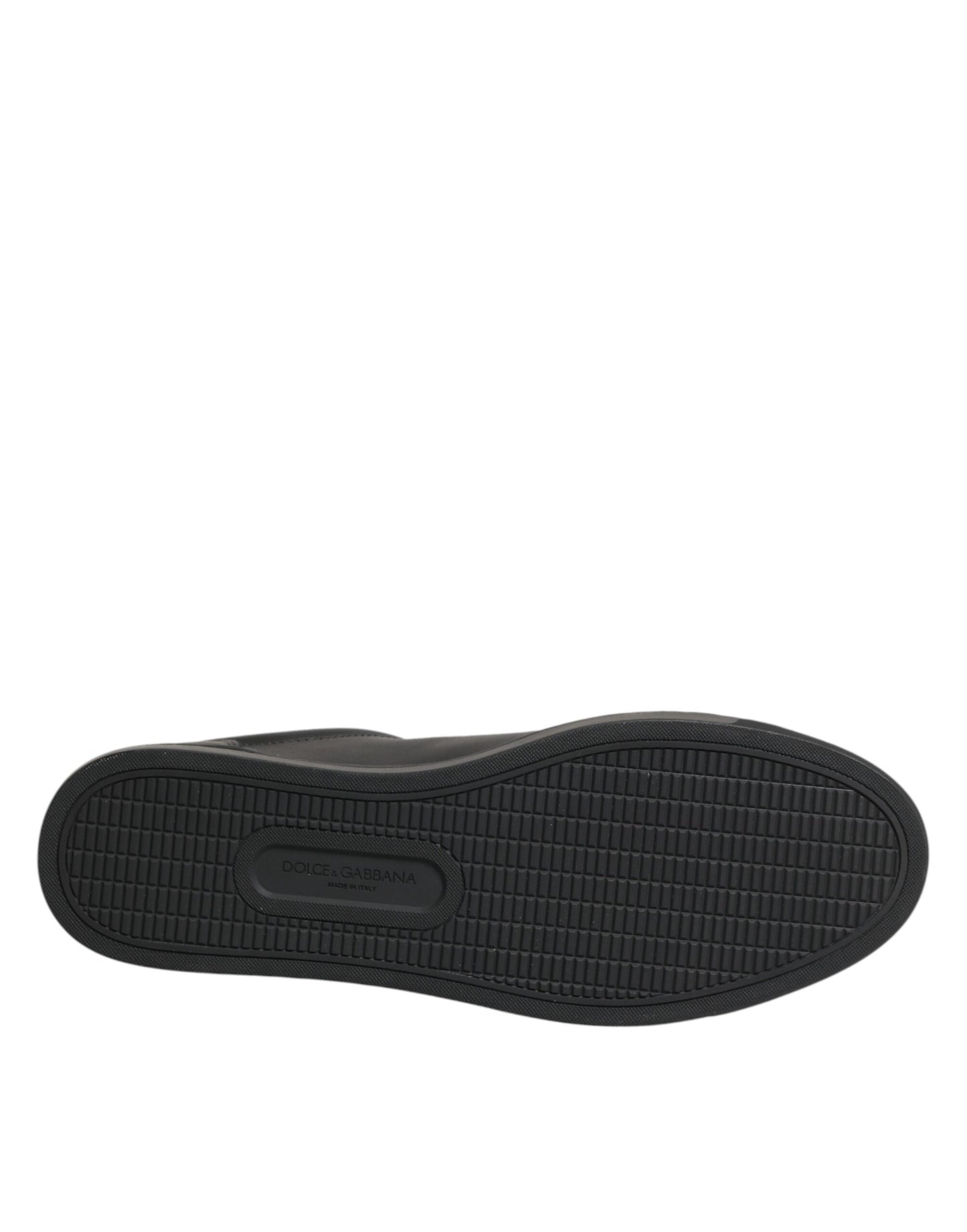 Dolce & Gabbana Black Leather Heart Embellished Sneakers