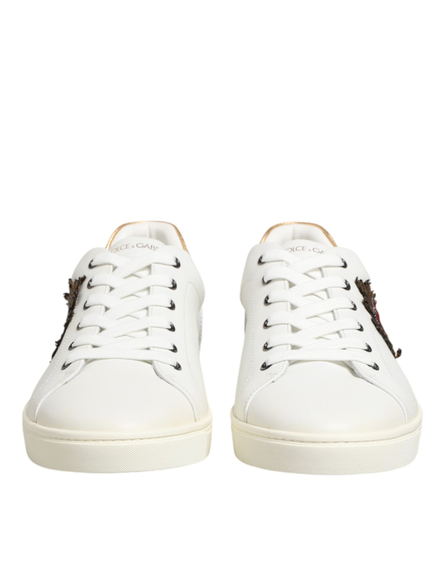Dolce & Gabbana White Heart Embellished Sneakers