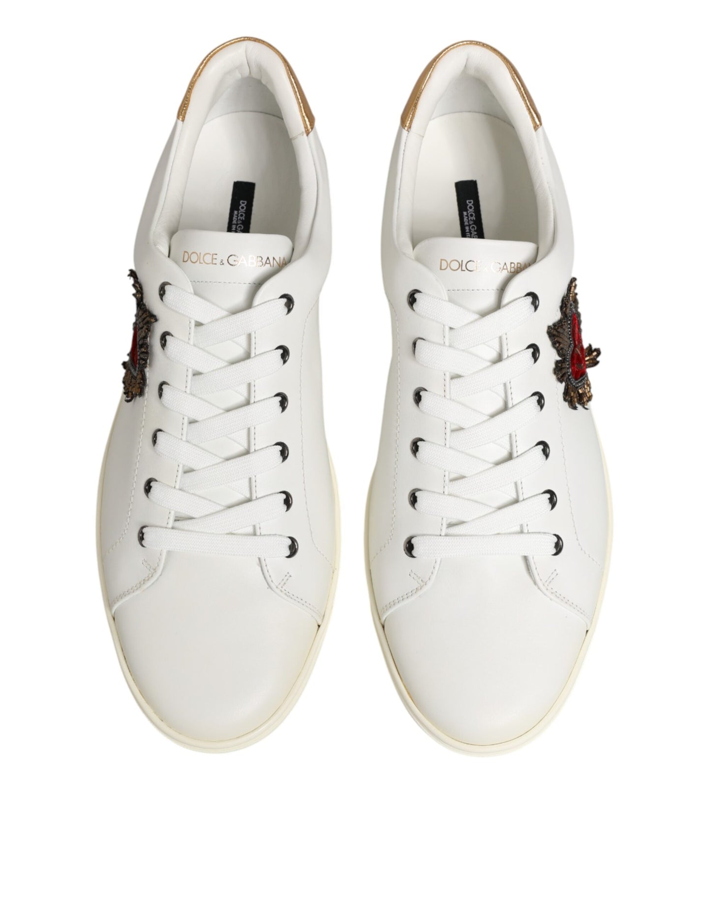 Dolce & Gabbana White Heart Embellished Sneakers