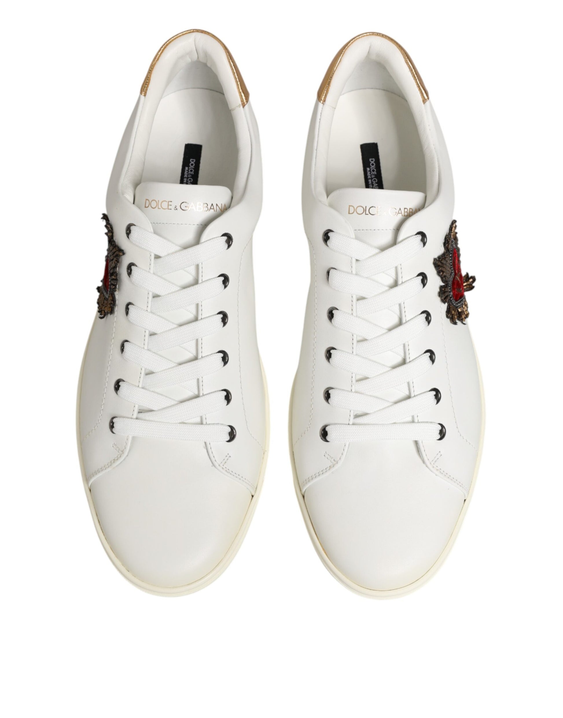 Dolce & Gabbana White Heart Embellished Sneakers