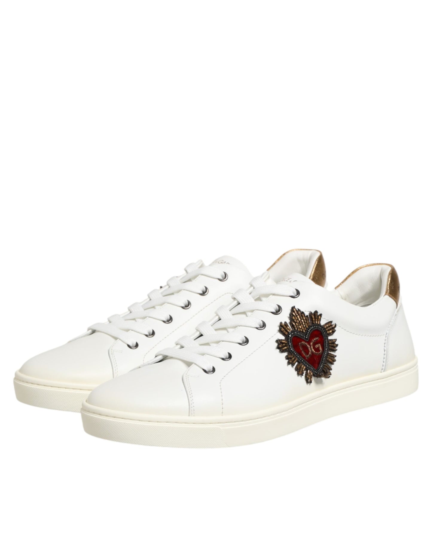 Dolce & Gabbana White Heart Embellished Sneakers