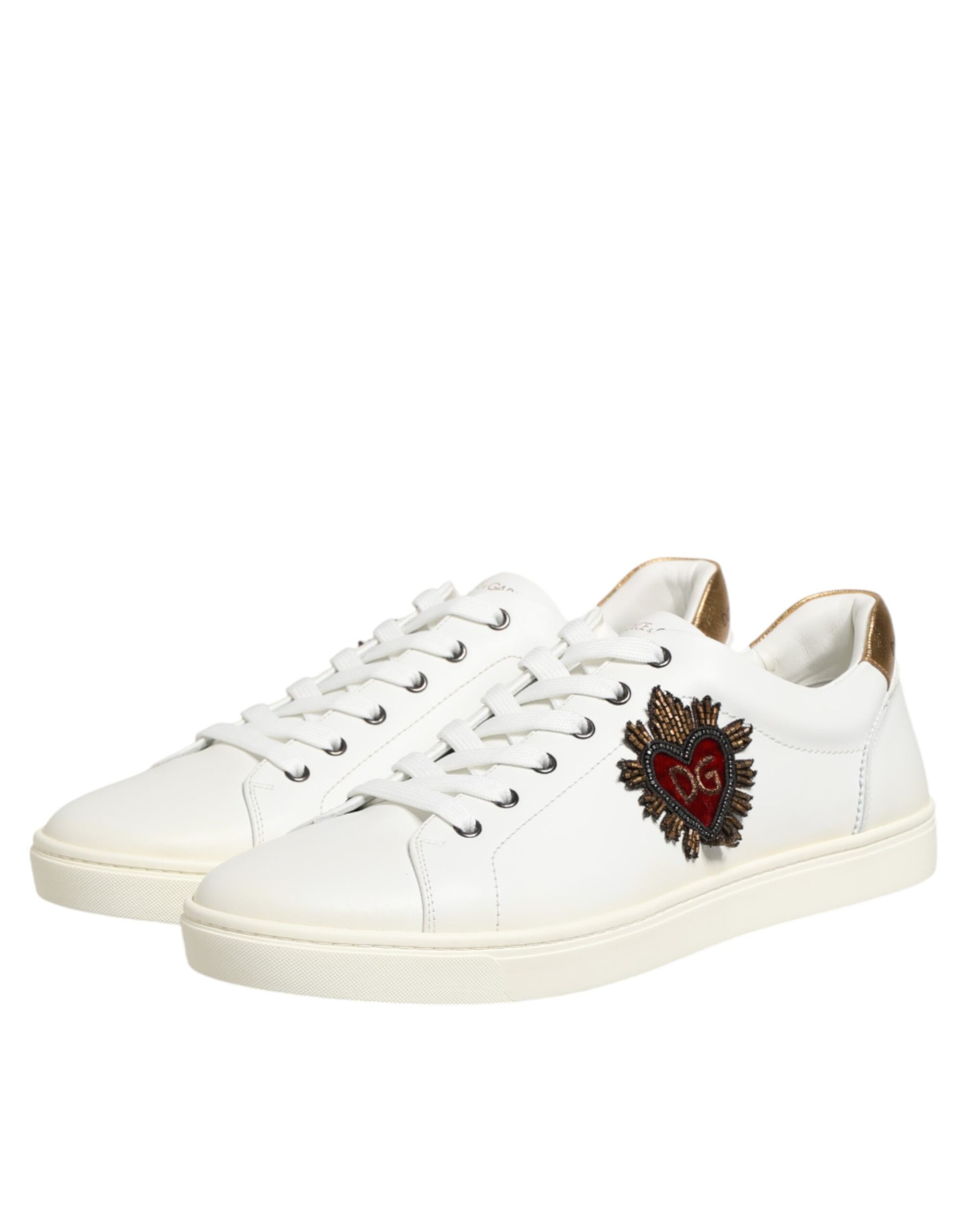 Dolce & Gabbana White Heart Embellished Sneakers