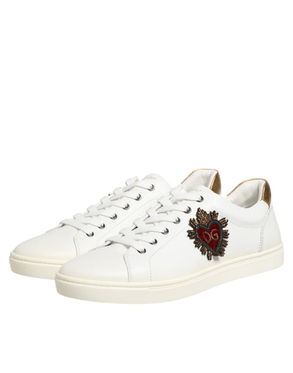 Dolce & Gabbana White Heart Embellished Sneakers