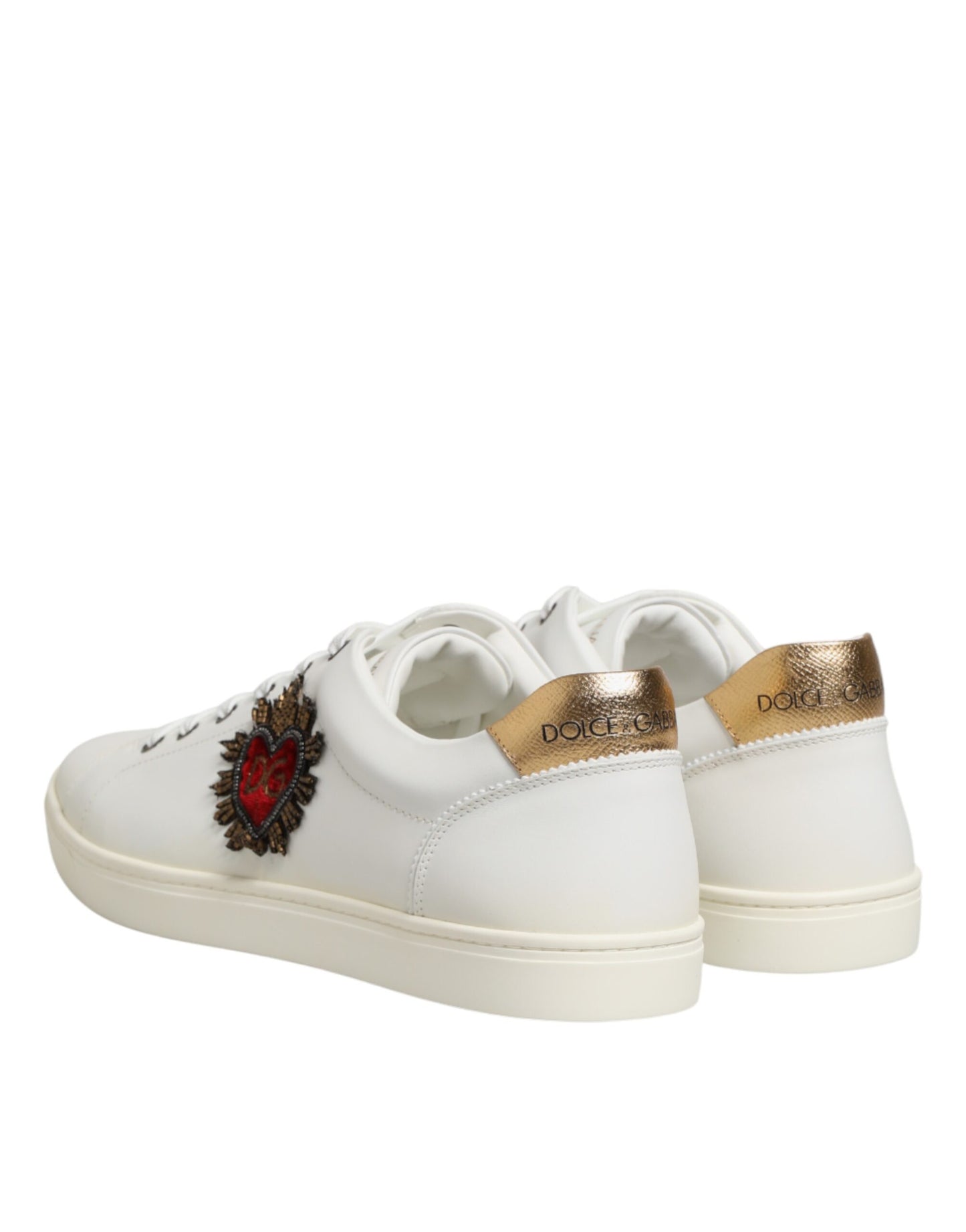 Dolce & Gabbana White Heart Embellished Sneakers