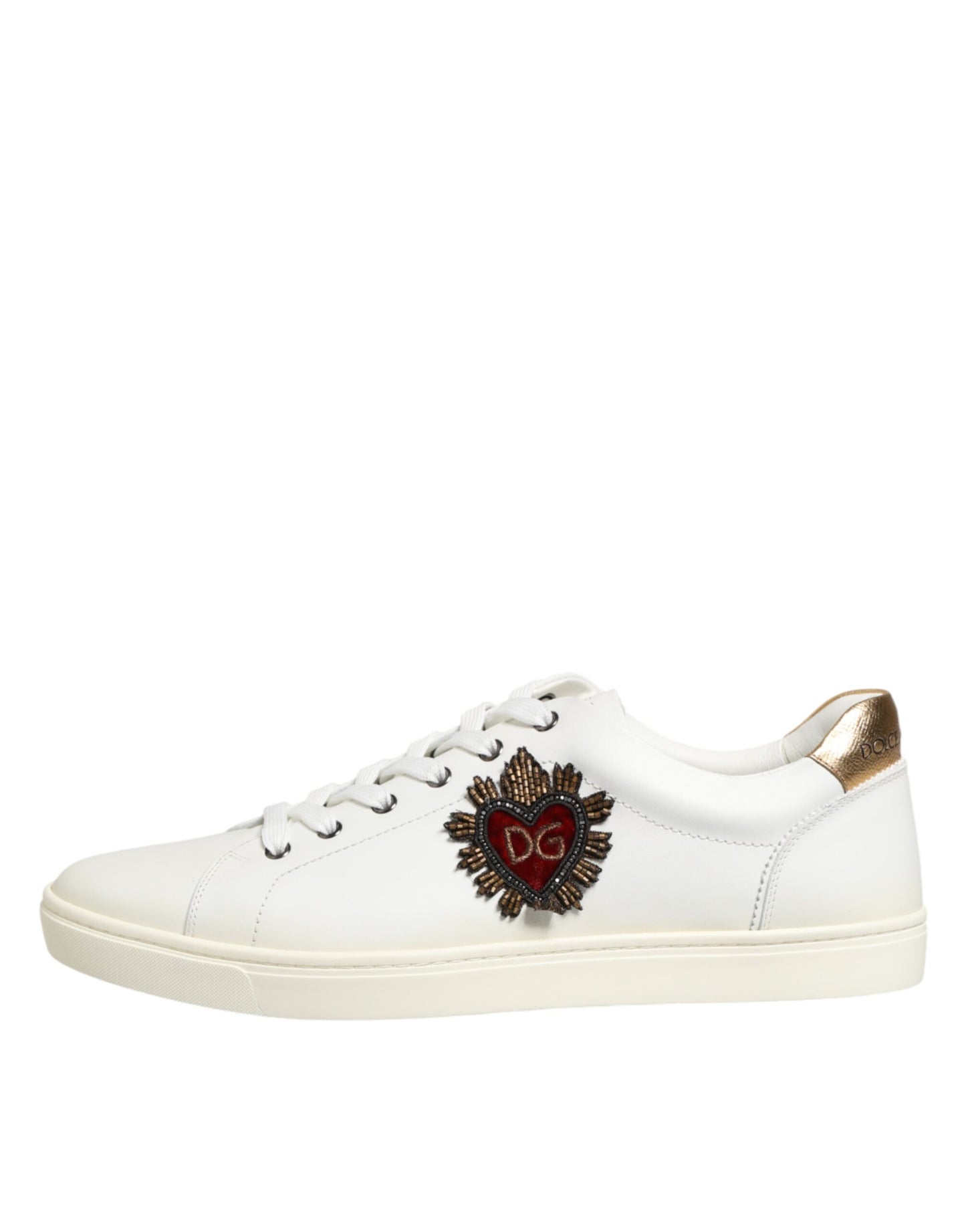 Dolce & Gabbana White Heart Embellished Sneakers