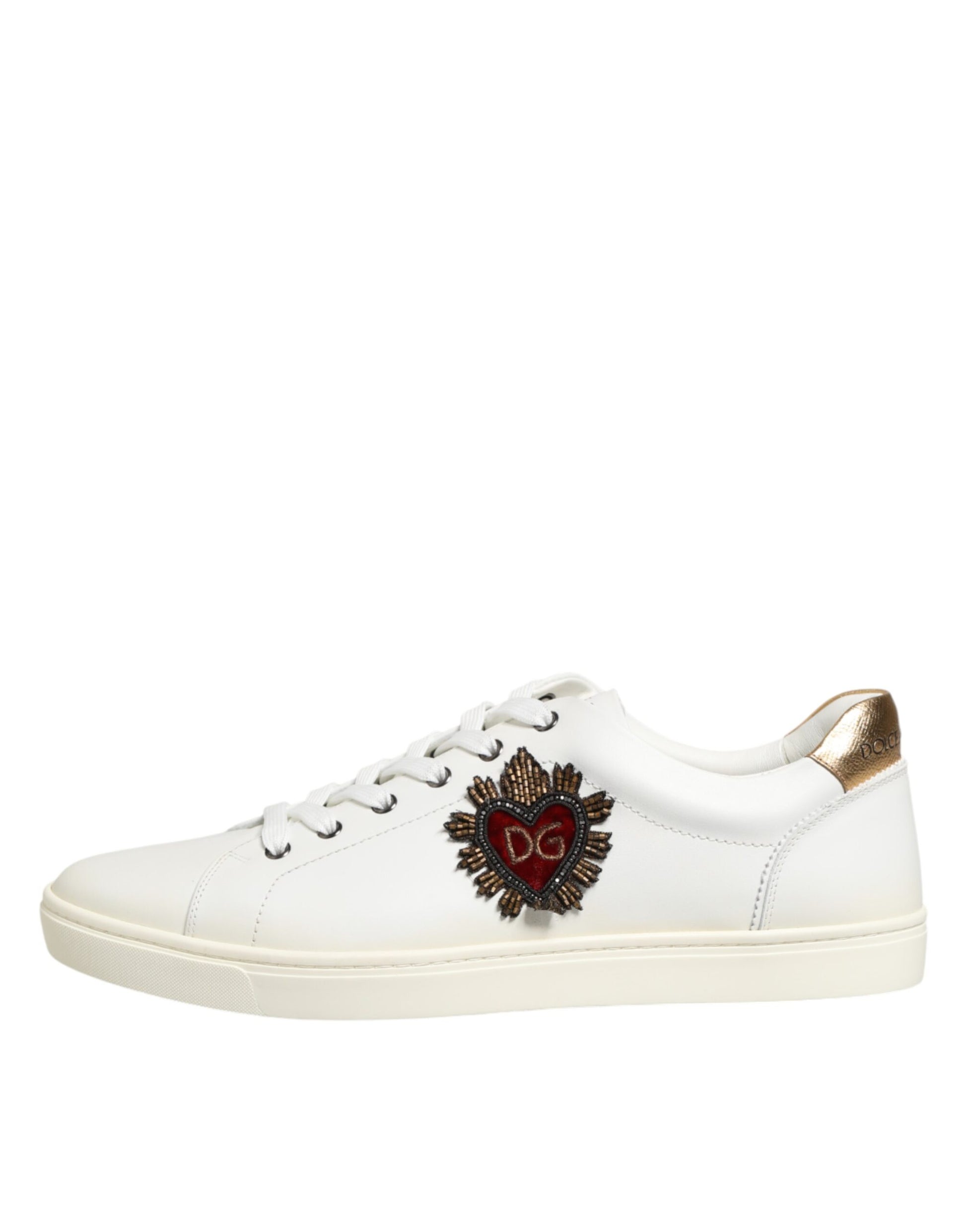 Dolce & Gabbana White Heart Embellished Sneakers