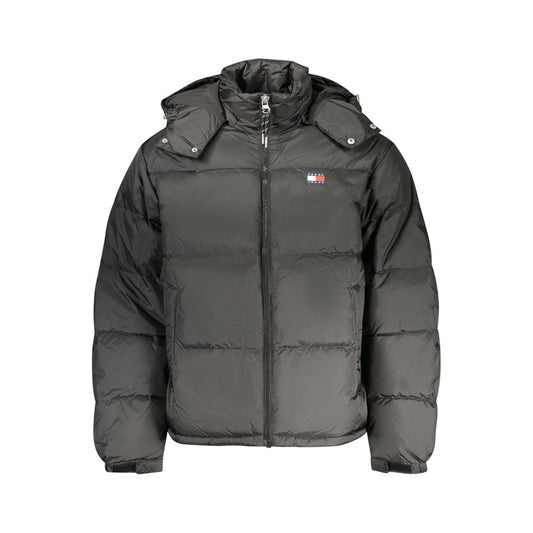 Tommy Hilfiger Black Polyester Jacket with Removable Hood