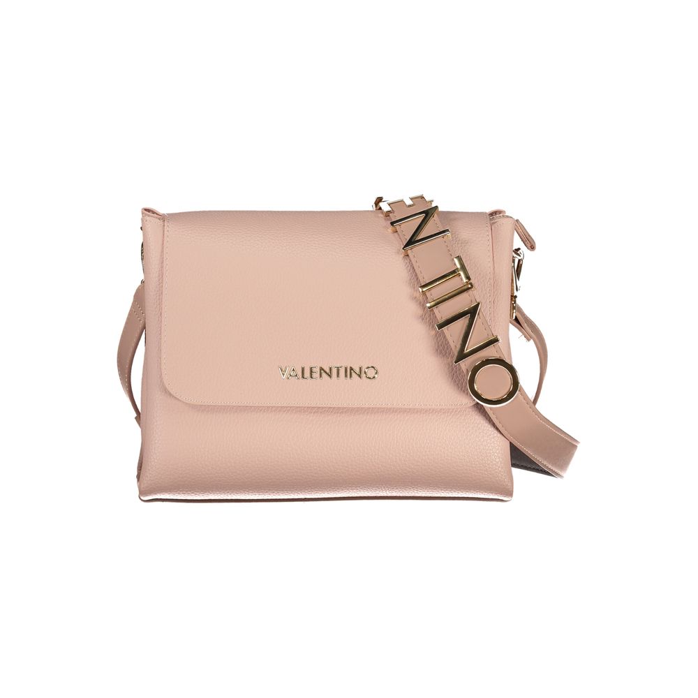 Mario Valentino Pink Leather-Finish Handbag with Contrasting Details